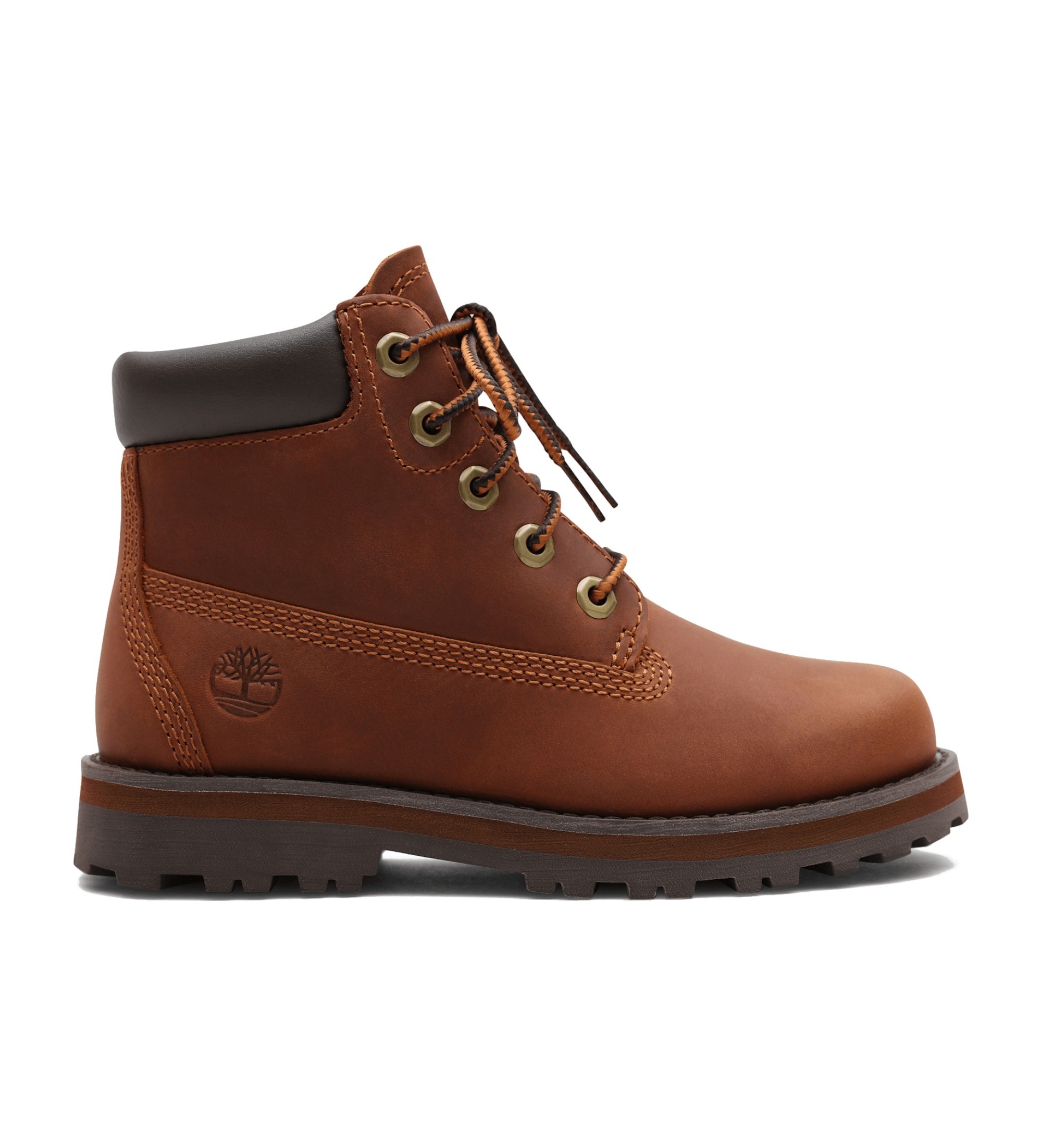 Timberland Unisex für Kinder. TB0A28U23581 Braune Leder-Schnürstiefel Courma (23), Wohnung, Schnürsenkel, Reißverschluss, Lässig, Kinderbekl