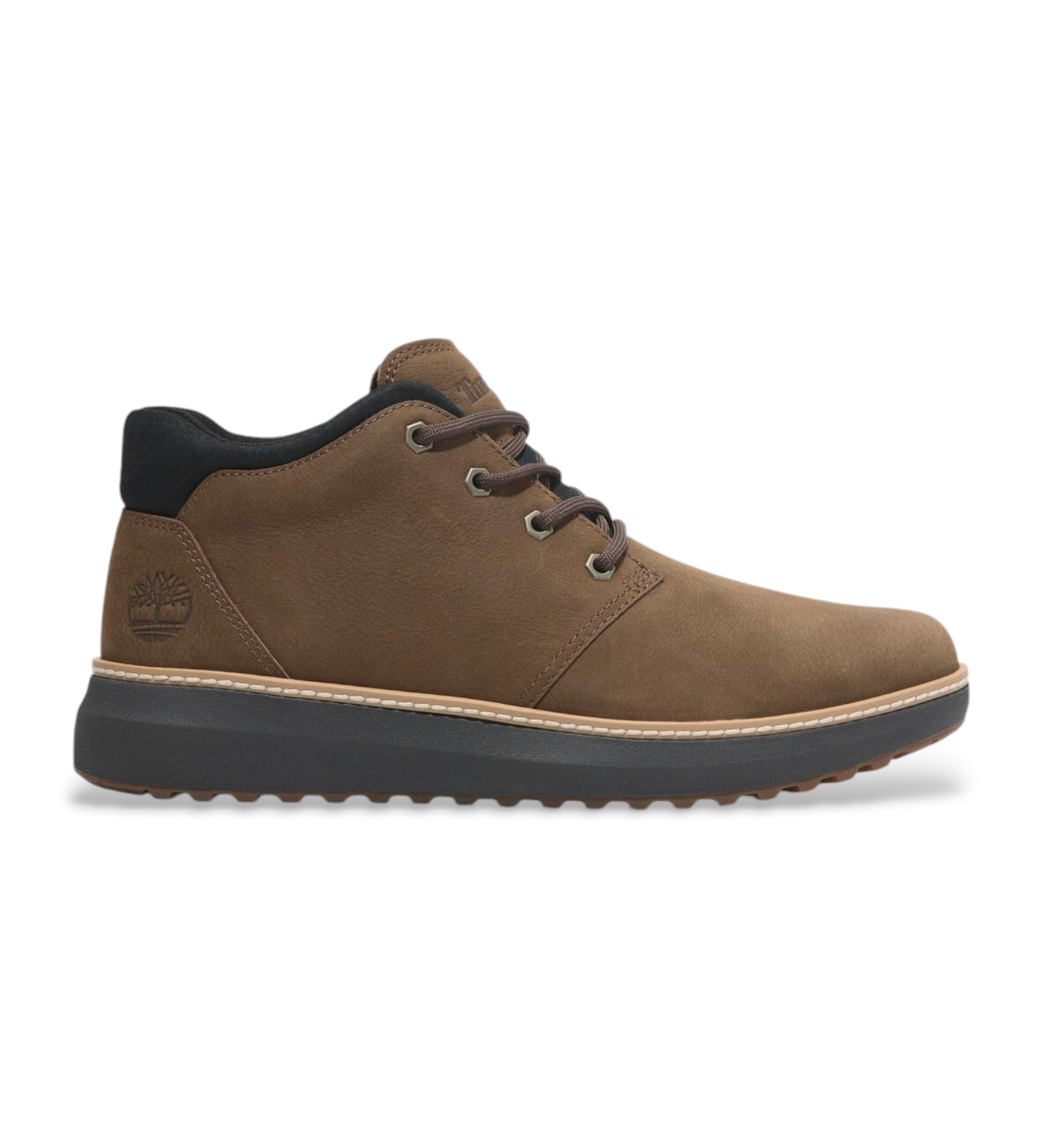 Timberland für Herren. TB0A69Q5W071 Hudson Road braune Chukka-Stiefel aus Leder im mittleren Schaftbereich (43.5), Wohnung, Schnürsenkel, Lä