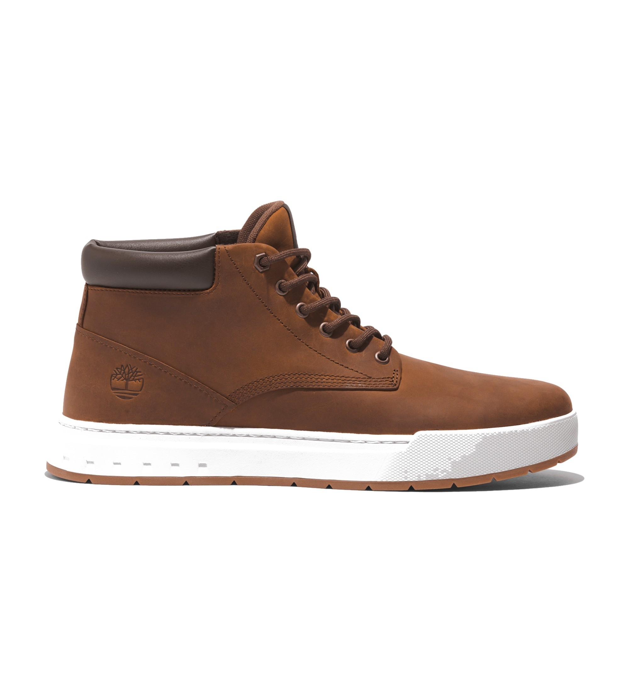 Timberland für Herren. TB0A297Q3581 Braune Maple Grove Sneaker aus Leder mit mittelhohem Schaft und Schnürung (50), Wohnung, Schnürsenkel, L
