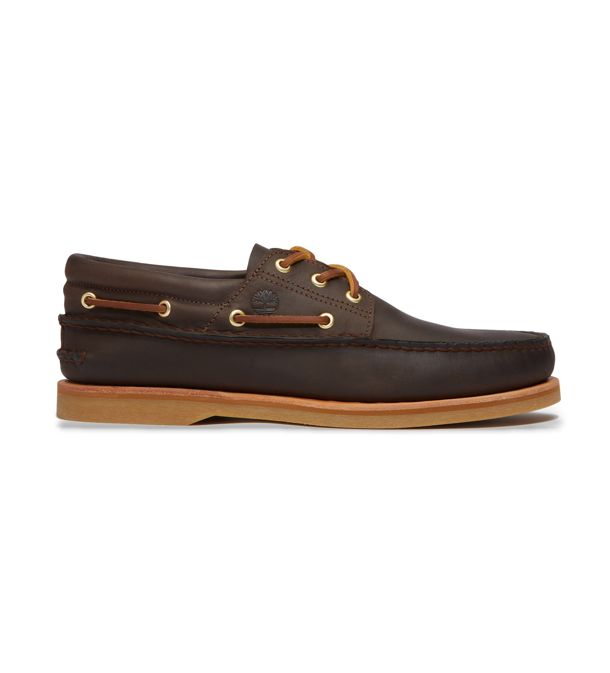 Timberland für Herren. TB0A2QKYW011 Bootsschuhe aus braunem Leder, handgefertigt (46 W), Wohnung, Schnürsenkel, Lässig, Klassisch