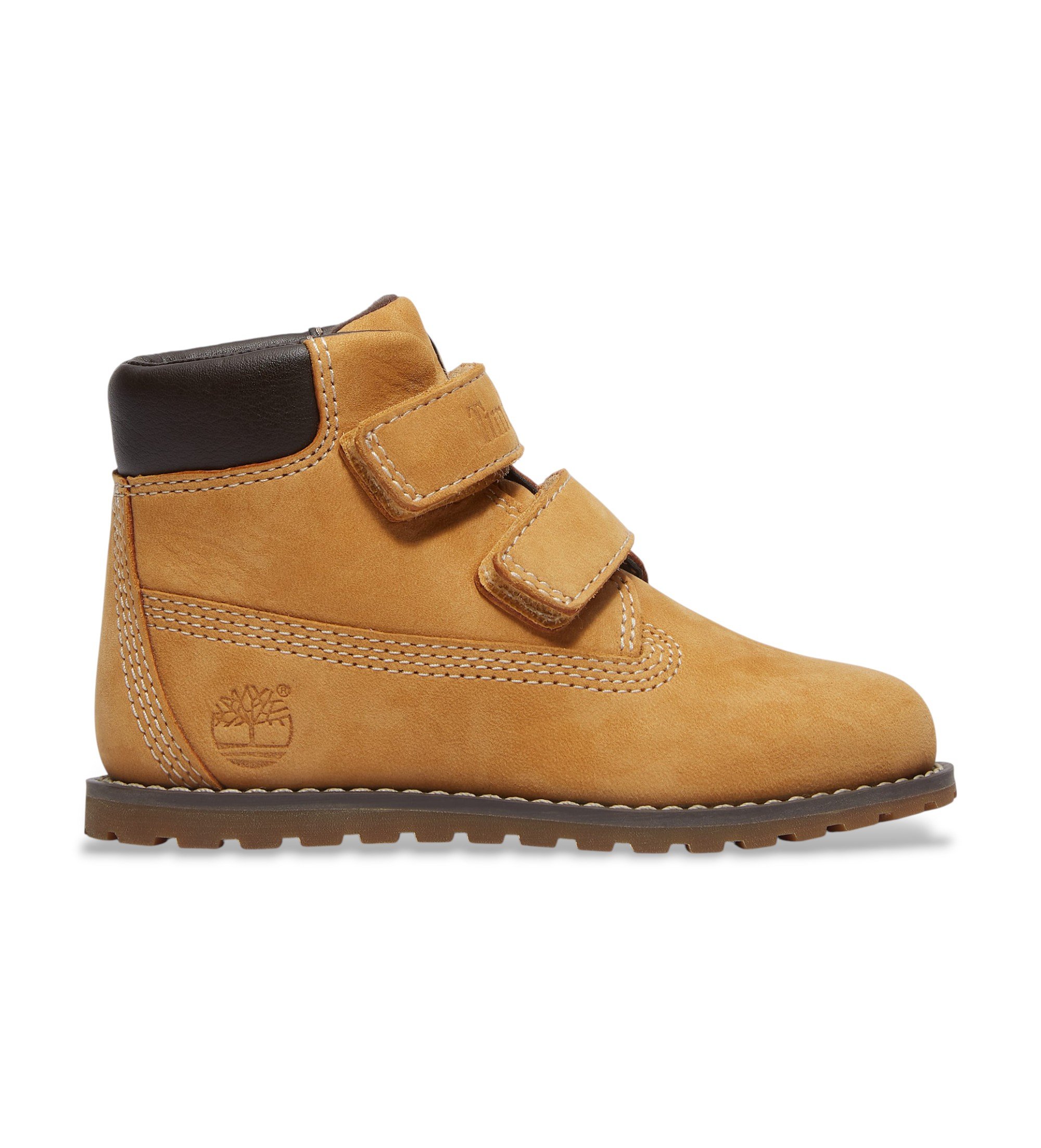 Timberland für Jungen. TB1A127M2311 Braune Pokey Pine Lederstiefeletten (23), Wohnung, Klettverschluss, Lässig, Kinderbekleidung