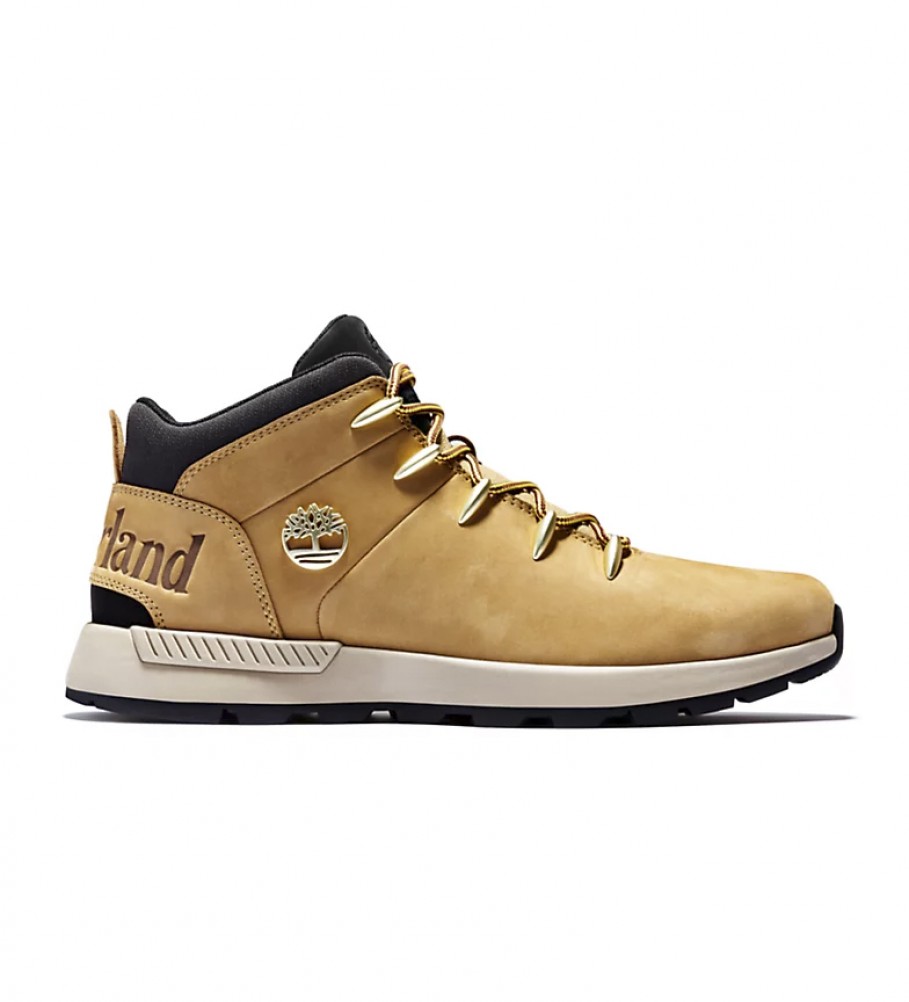 Timberland für Herren. TB0A1XVQ2311 Braune Sprint-Lederstiefel (41), Wohnung, 1 bis 3 cm, Schnürsenkel, Lässig, Gelb