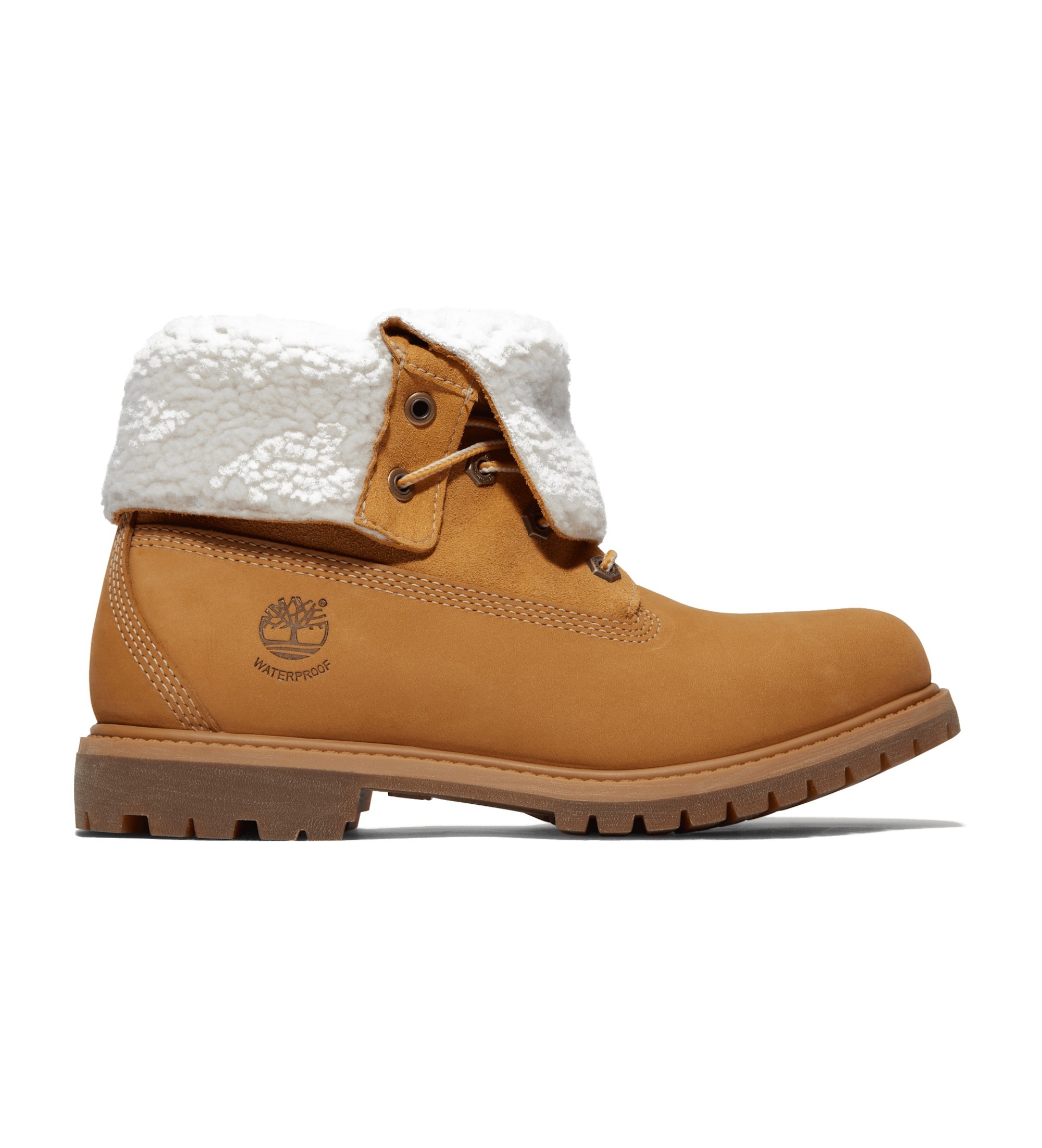 Timberland für Damen. TB18329R2311 Authentische braune wasserdichte Lederstiefel (40 W), Wohnung, 1 bis 3 cm, Lässig, Gelb