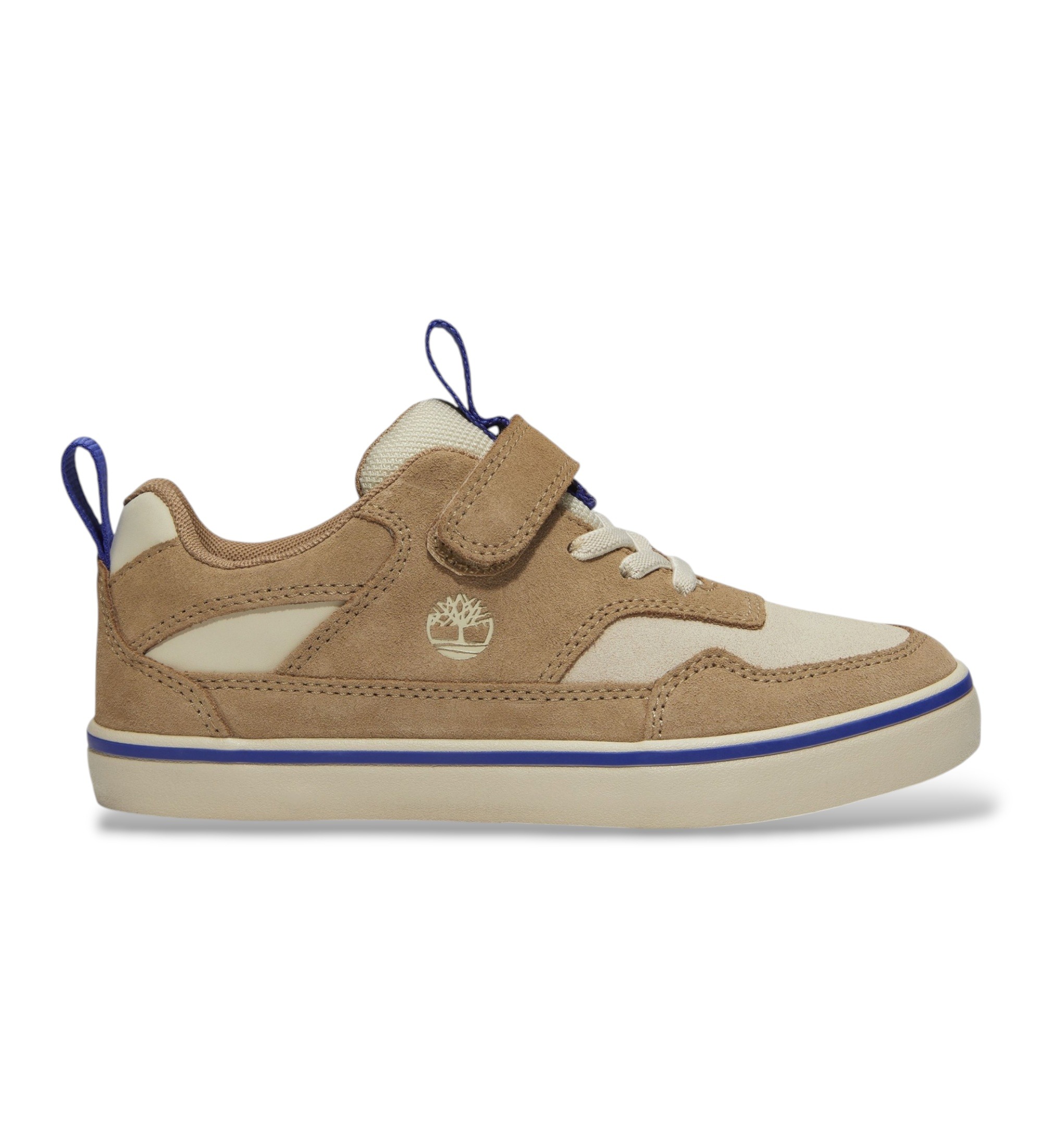 Timberland Unisex für Kinder. TB0A6H44EUP1 Beigefarbene Stone Jump-Sneaker aus Leder (33), Wohnung, Spaltleder, Schnürsenkel, Klettverschlus