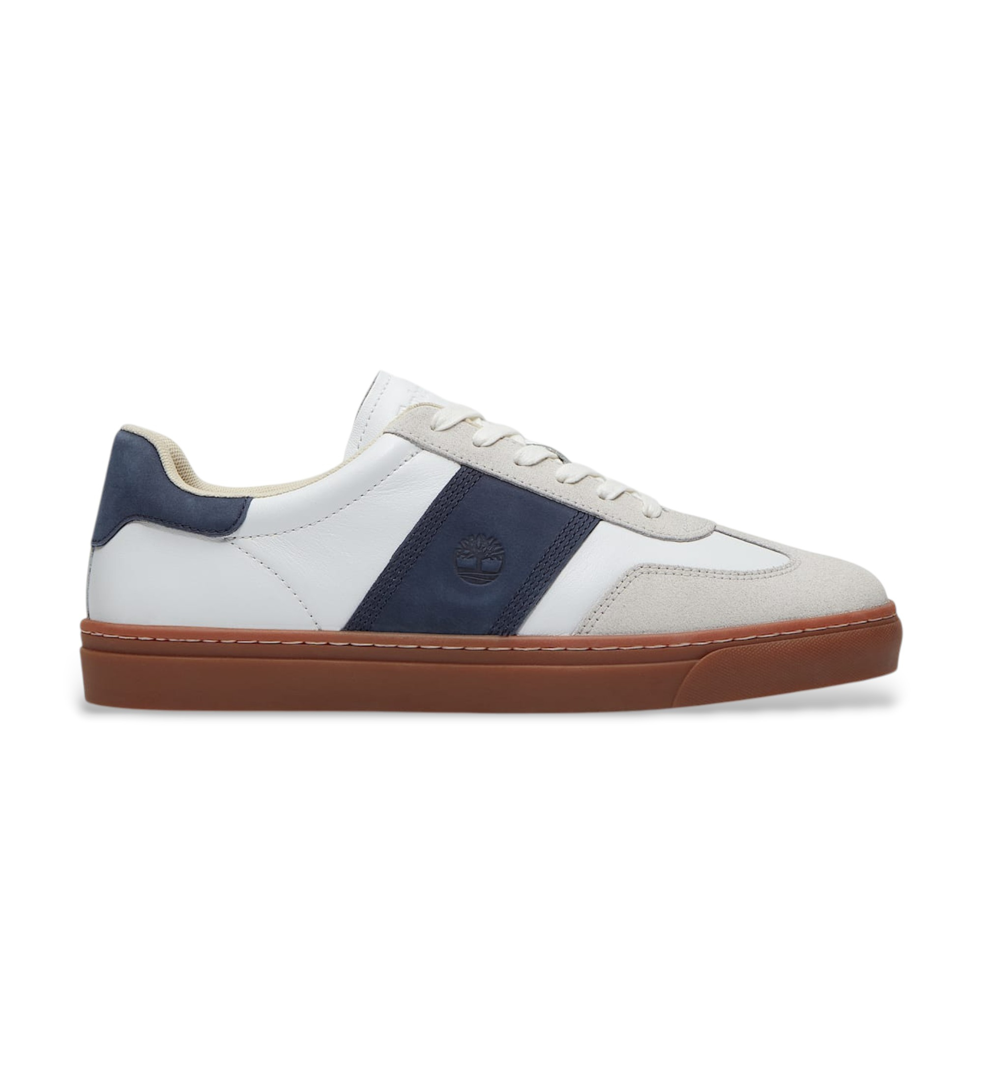 Timberland für Herren. TB0A43GGAFY1 Lisbon Street Weiß, blaue Leder-Turnschuhe (41), Wohnung, Schnürsenkel, Lässig