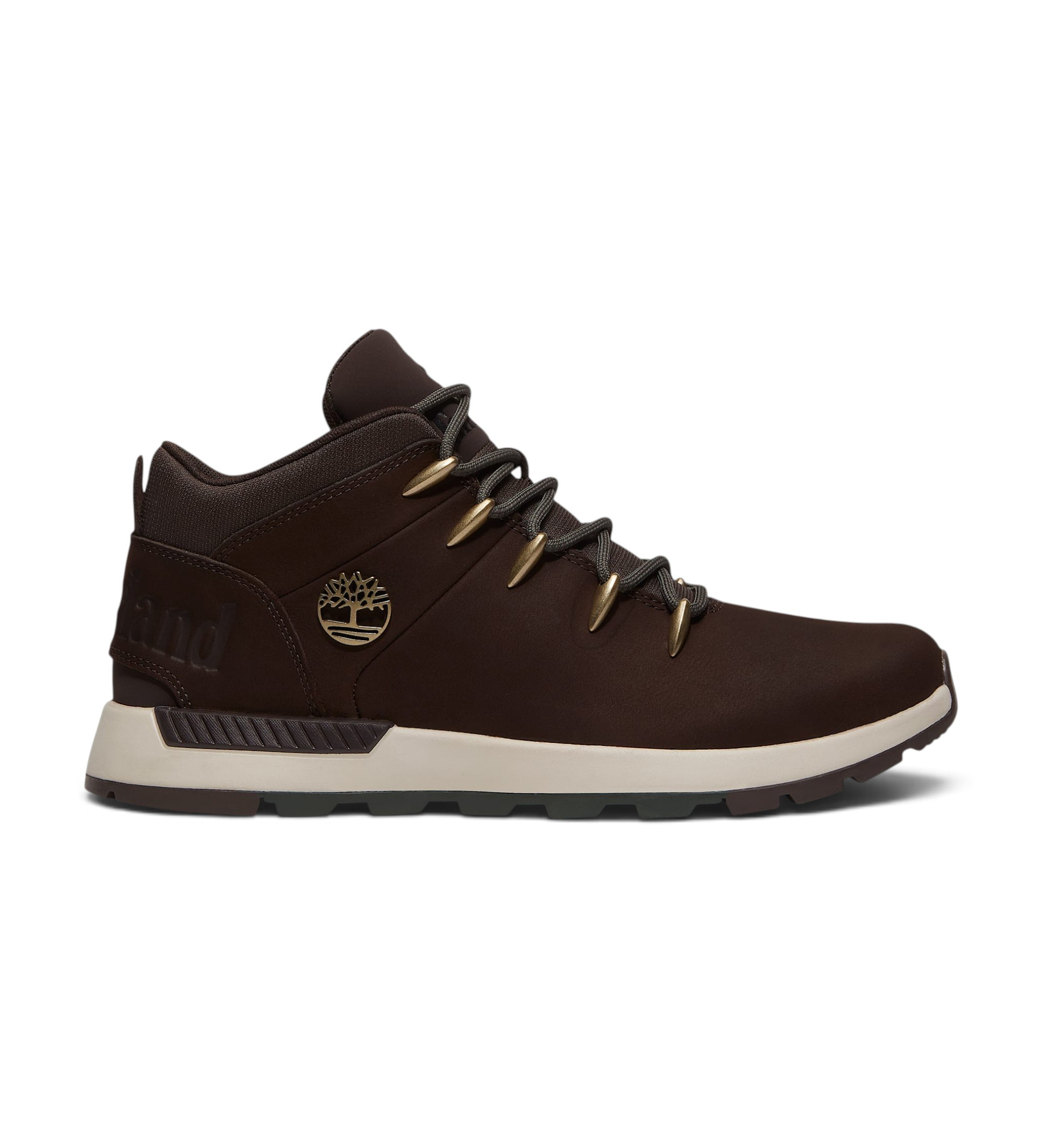 Timberlandvoor mannen. TB0A6DQDA2M1 Sprint Trekker Mid sneakers donkerbruin (41), Leer, 1 tot 3 cm, Veters, Casual, Sportief, Buiten, Runnin