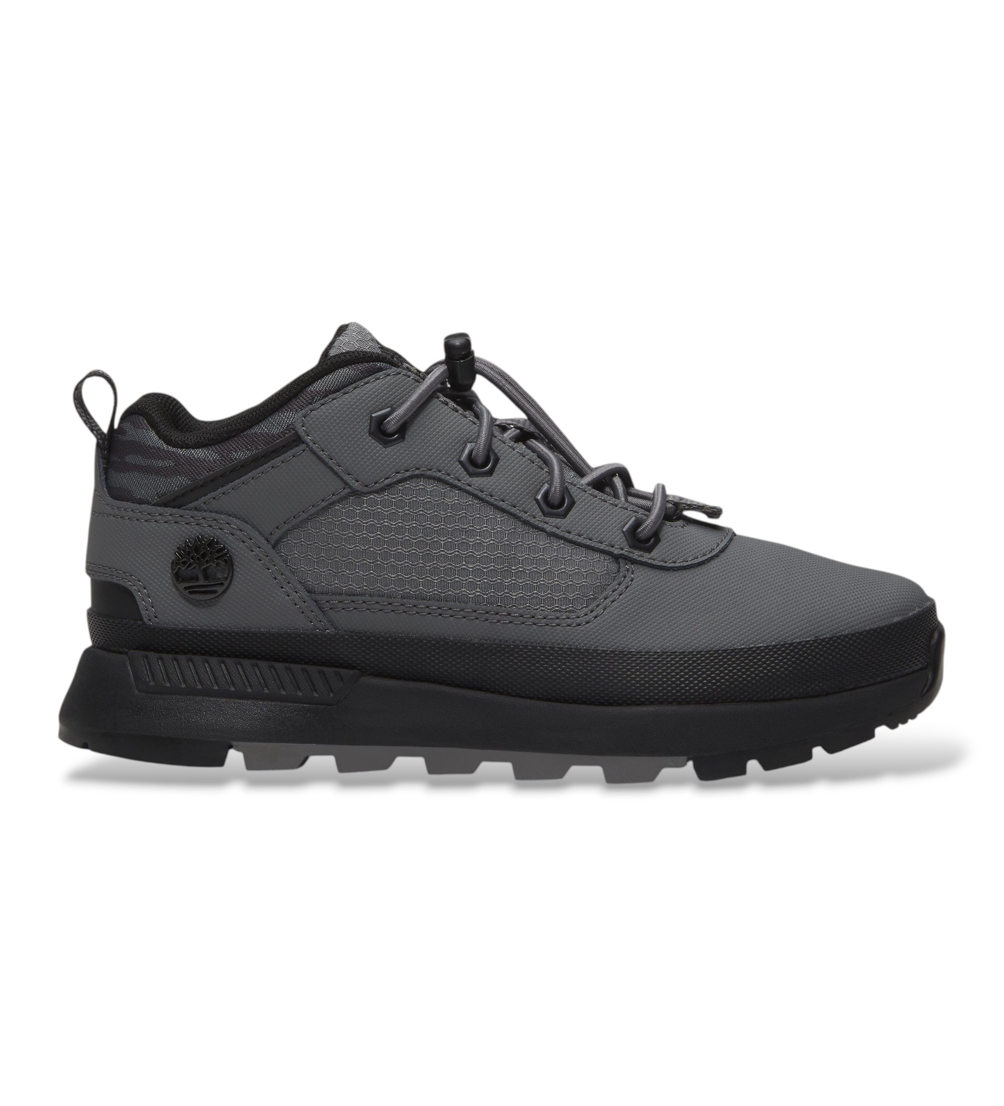 Timberland Unisex für Kinder. TB0A2FV8AHQ1 Dunkelgraue Field Trekker Sneaker mit elastischen Schnürsenkeln (34), Leder, Wohnung, Lässig, Kin