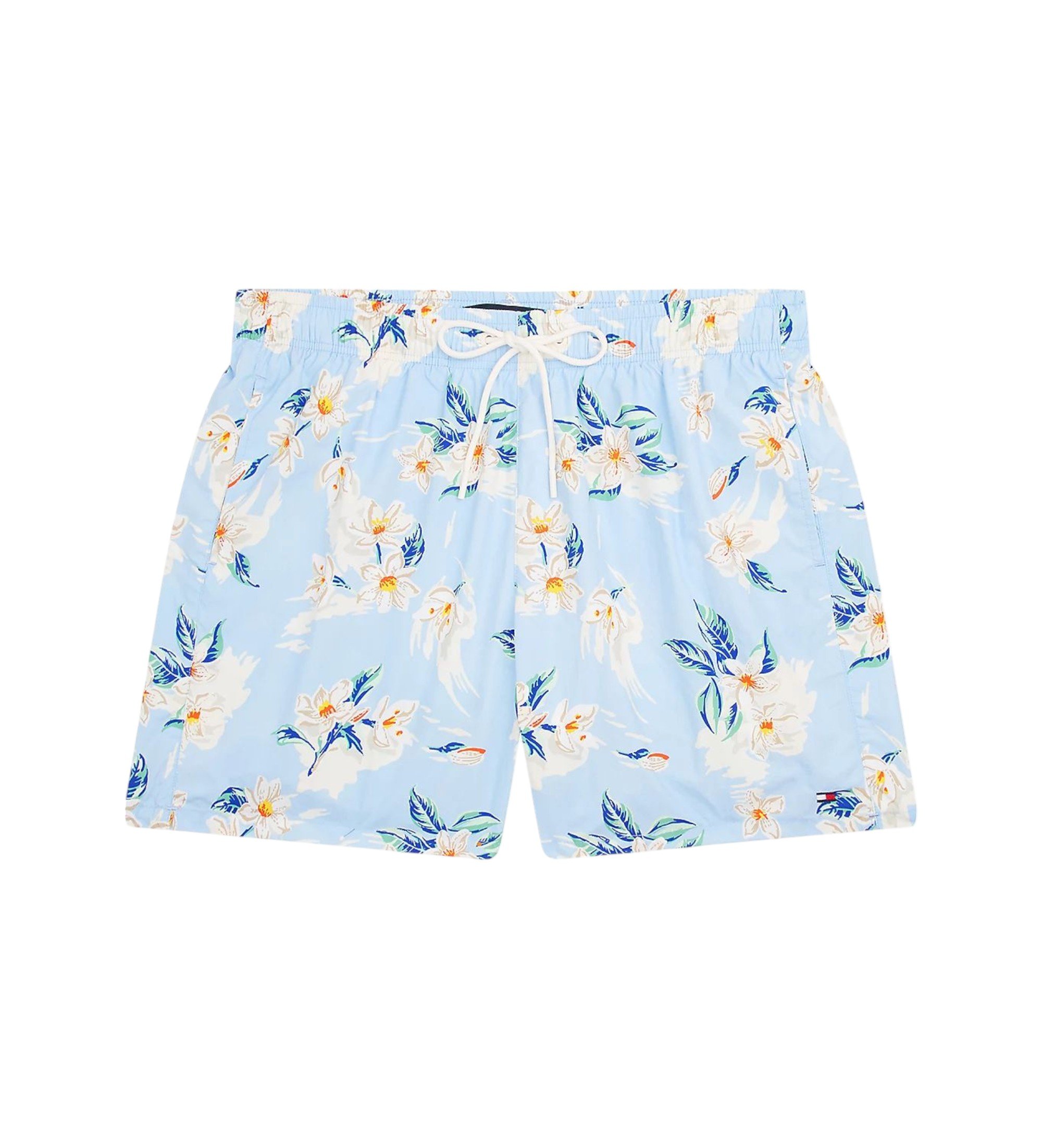 Tommy Hilfiger für Herren. UM0UM03491 Blau bedruckte mittellange Badeanzugshorts (S), Strandbekleidung, Nylon