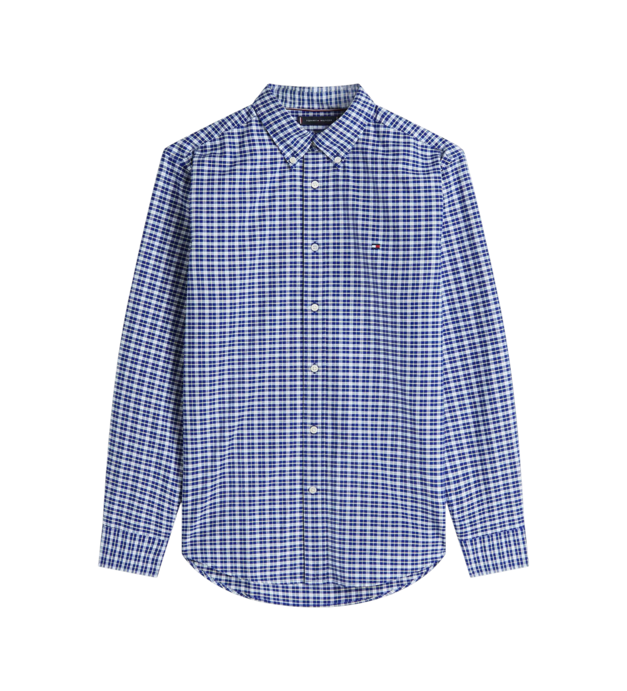 Tommy Hilfiger für Herren. MW0MW38578 Saisonales Muster Hemd blau (S), Lässig, Baumwolle, Langarm