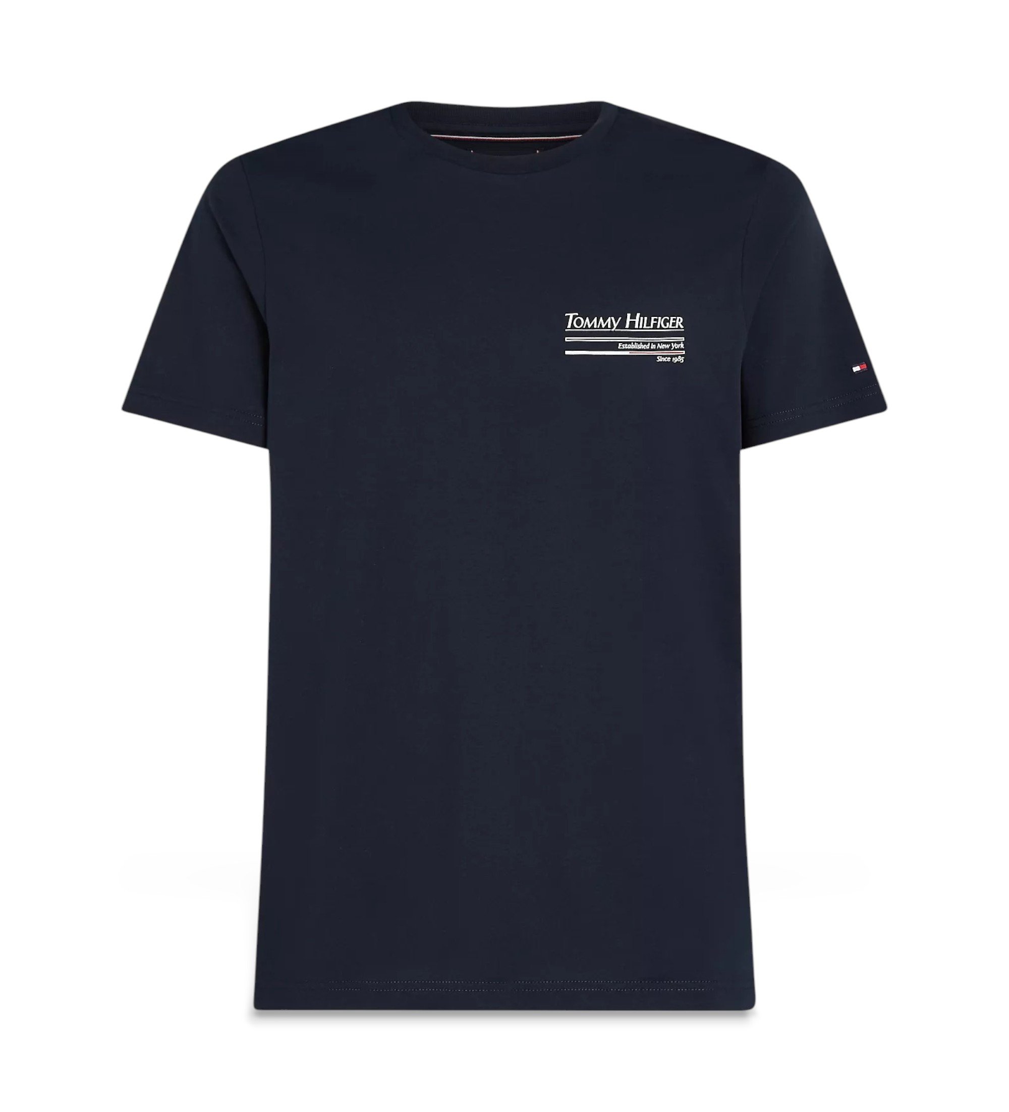 Tommy Hilfiger für Herren. MW0MW38614 Outline Segeln navy Kurzarm-T-Shirt (S), Lässig, Bio-Baumwolle, Nachhaltig, Marine