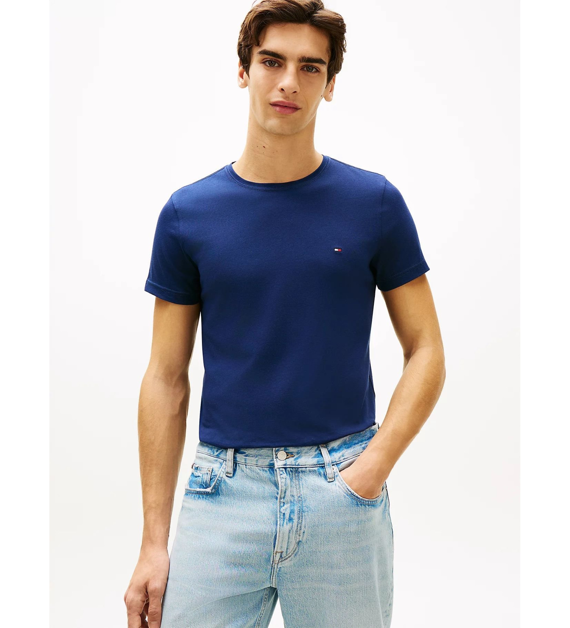 Tommy Hilfiger für Herren. MW0MW10800 T-shirt Slim navy (L), Lässig, Baumwolle, Kurzarm, Marine