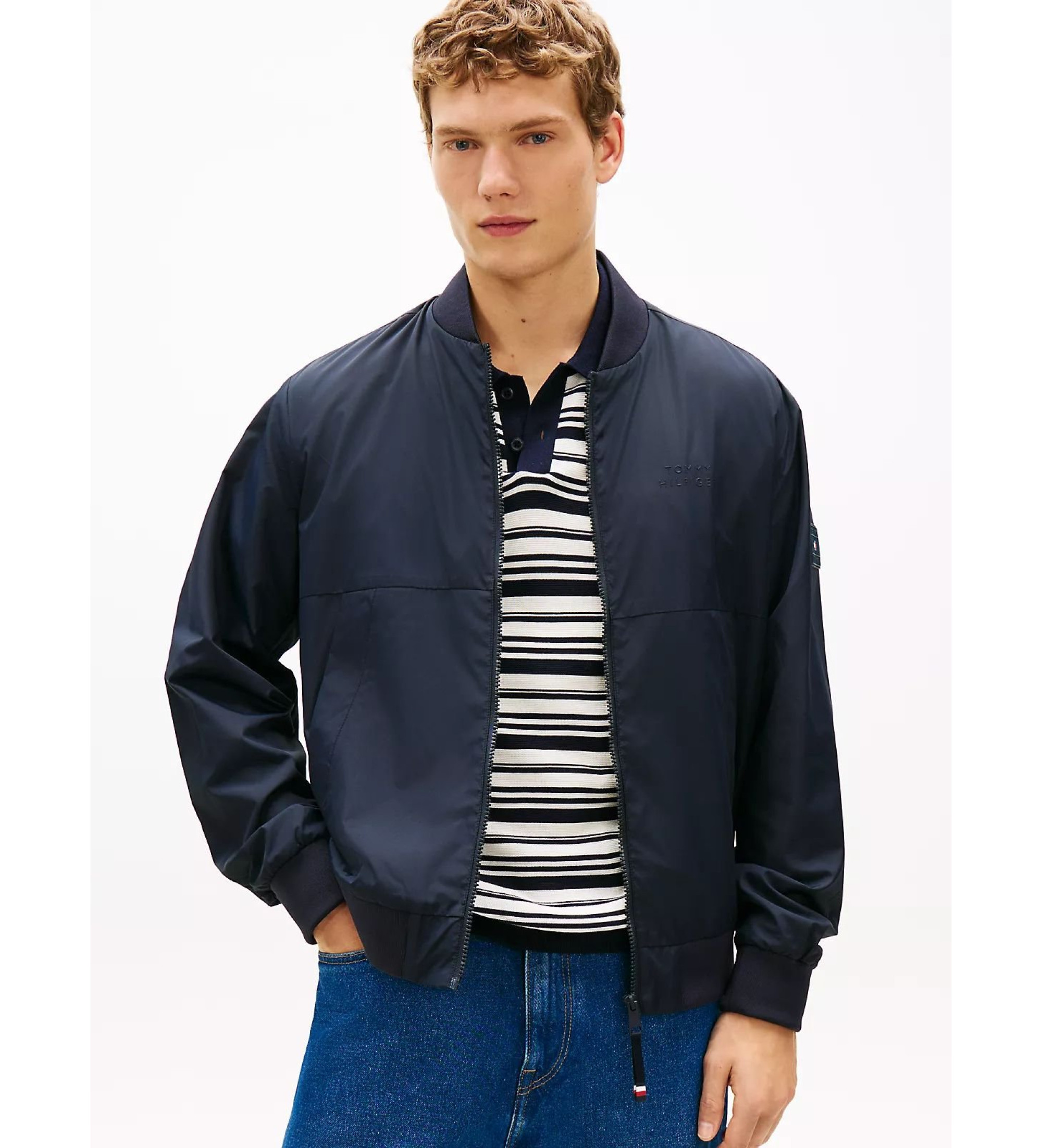Tommy Hilfiger für Herren. MW0MW42503 Bomberjacke Andere navy (L), Lässig, Recyceltes Polyester, Nachhaltig, Marine