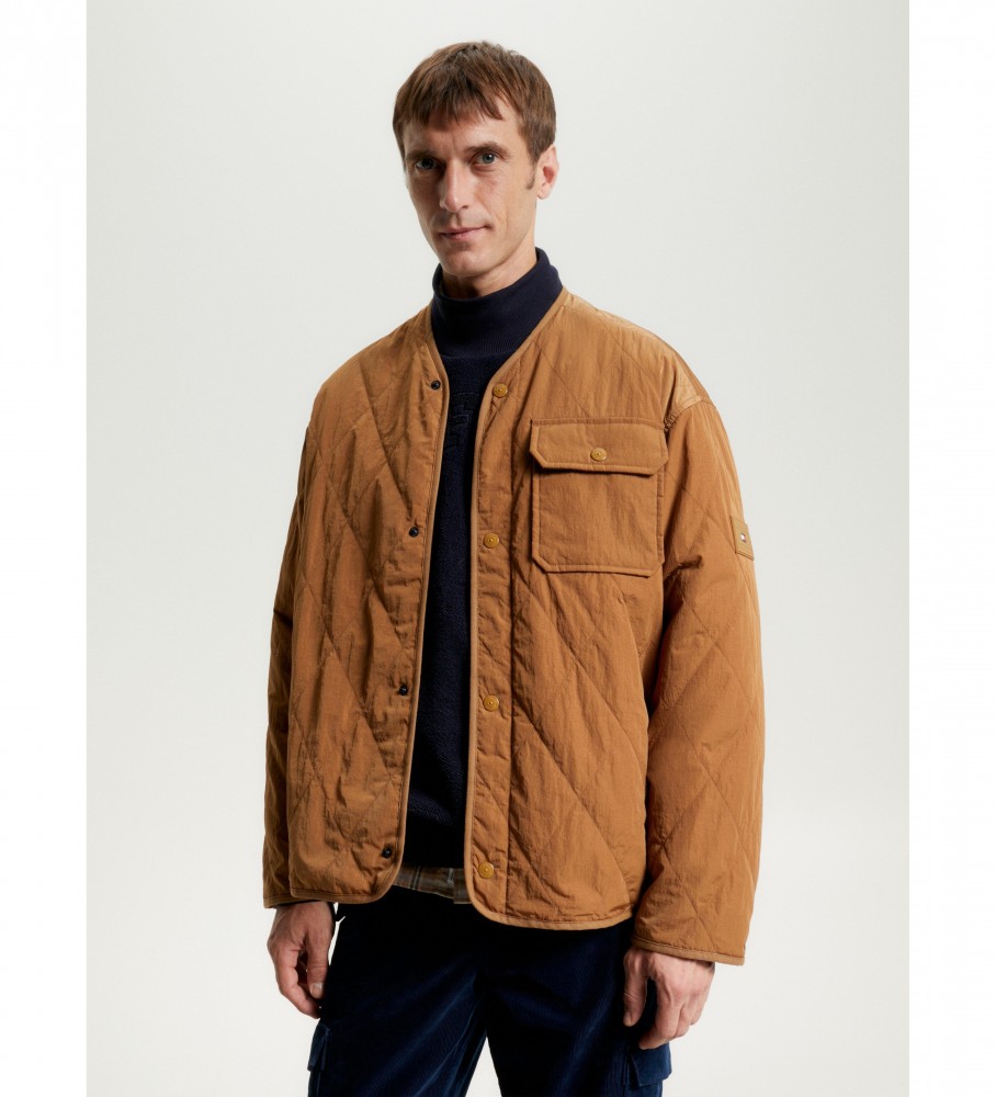 Tommy Hilfiger für Herren. MW0MW33420 Braunes Innenfutter Packbare Jacke (S), Lässig, Langarm, Nachhaltig, Recyceltes Nylon