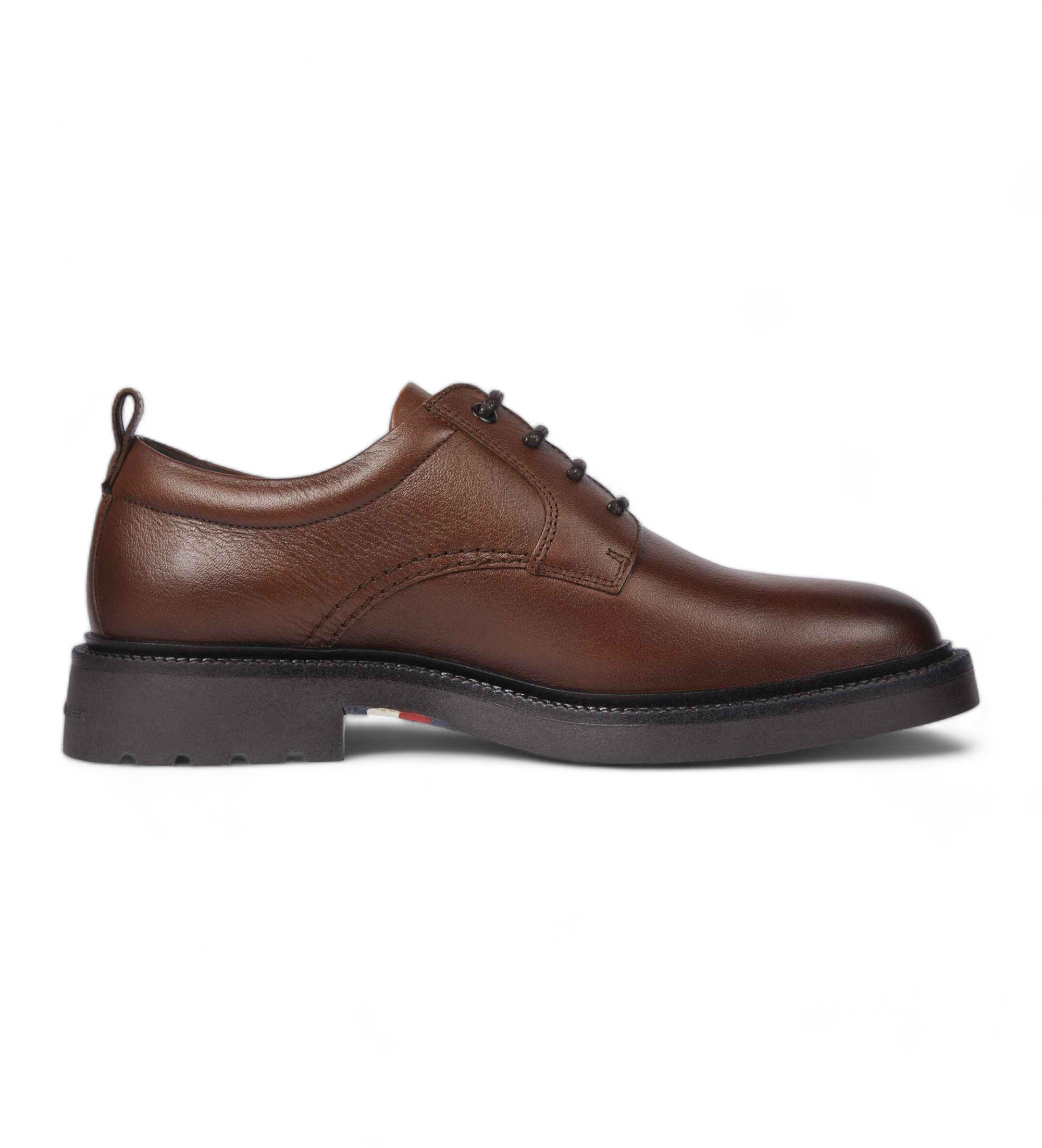 Tommy Hilfiger für Herren. FM0FM05172 Braune Derby-Schuhe (45), Leder, Wohnung, Schnürsenkel, Lässig, Party, Klassisch