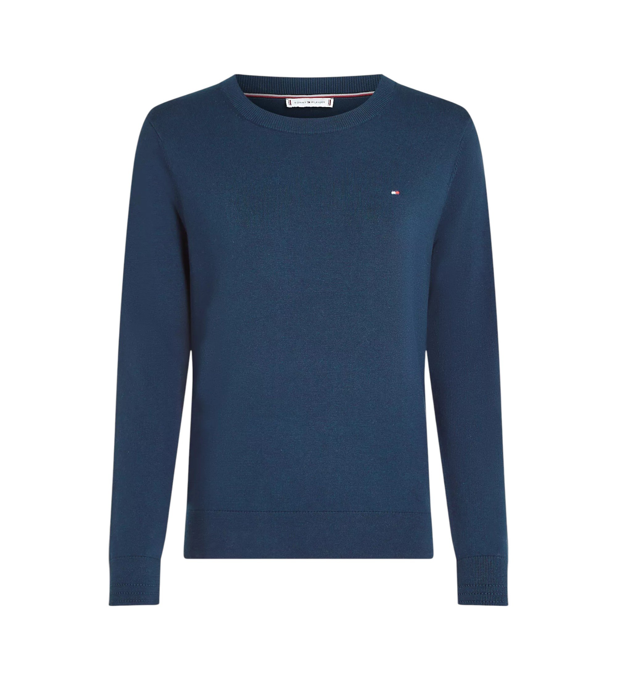 Tommy Hilfiger für Damen. WW0WW44984 Blauer Pullover mit Rundhalsausschnitt (L), Lässig, Baumwolle