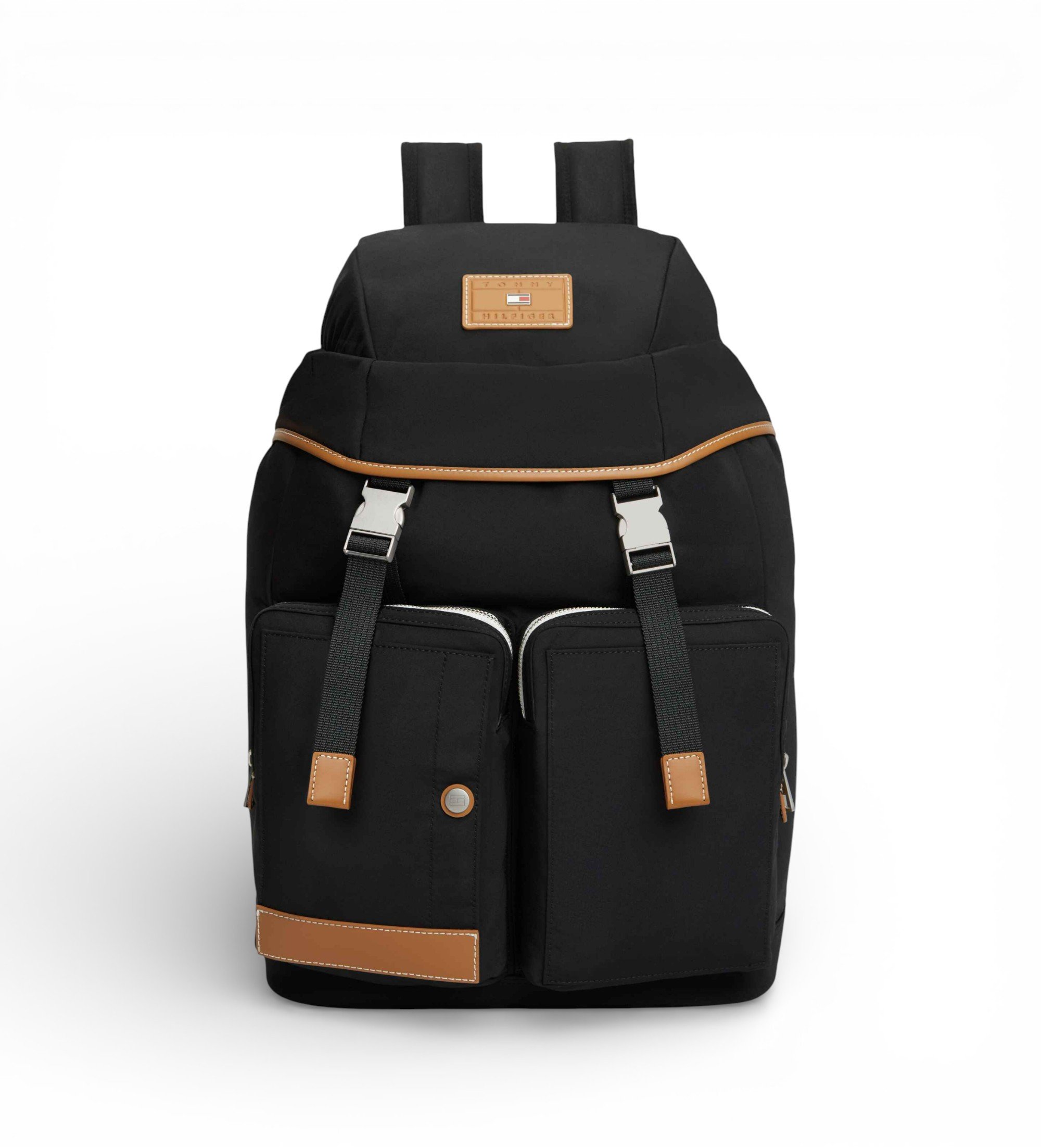 Tommy Hilfiger für Herren. AM0AM14143 Lässiger Rucksack mit Klappe und Taschen newgro (OSFA), Schwarz, Polyester