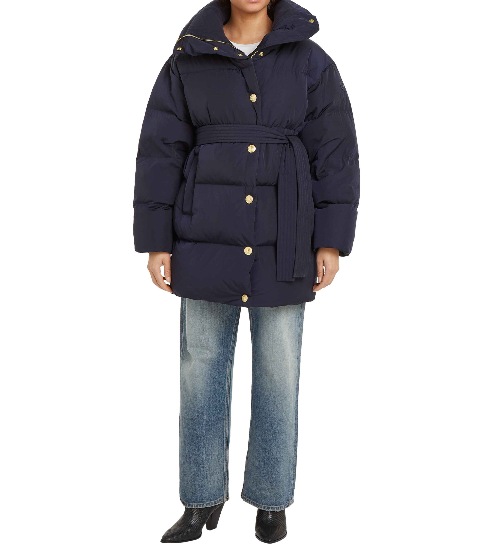 Tommy Hilfiger für Damen. WW0WW44133 Kurzer marineblauer Steppmantel (M/L), Lässig, Recyceltes Nylon