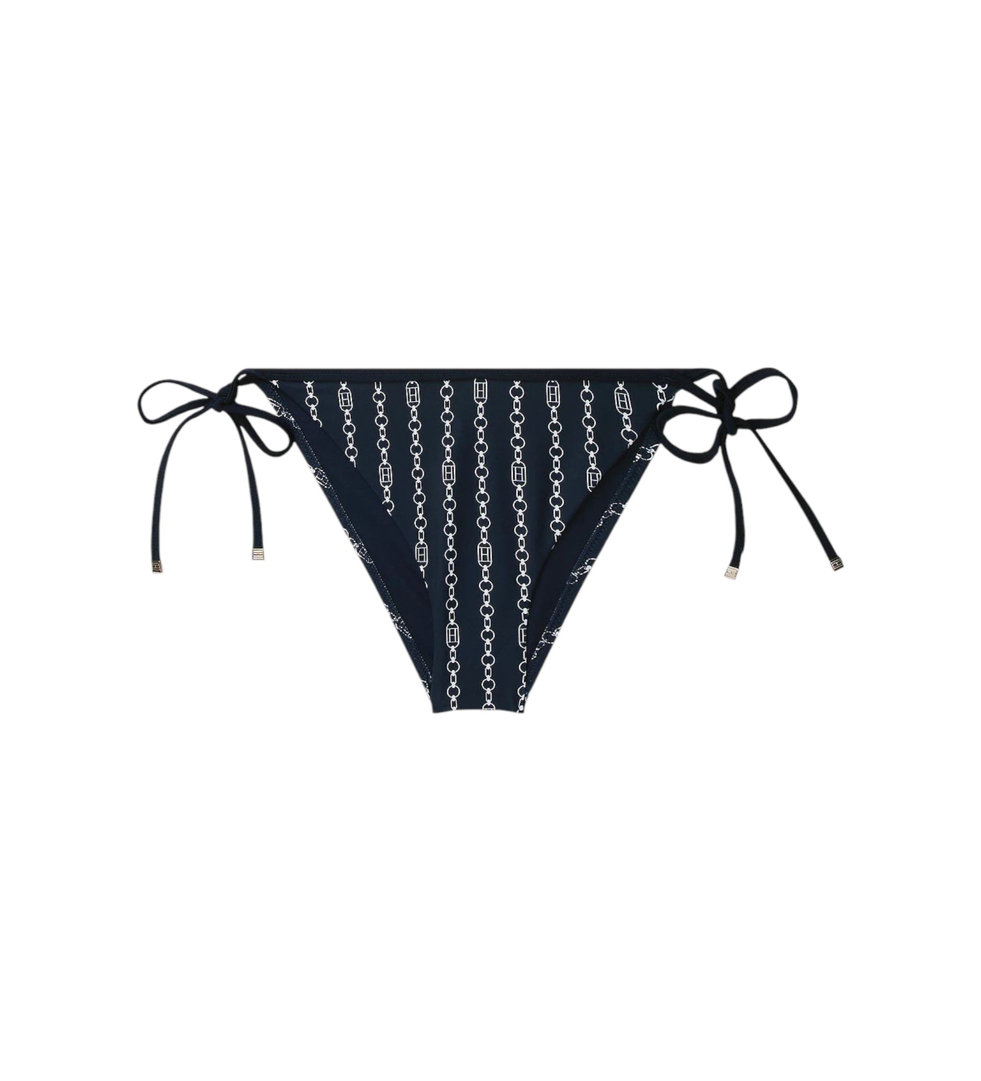 Tommy Hilfiger für Damen. UW0UW05316 Bedrucktes Bikinihöschen mit marineblauen Trägern (L), Strandbekleidung, Nylon
