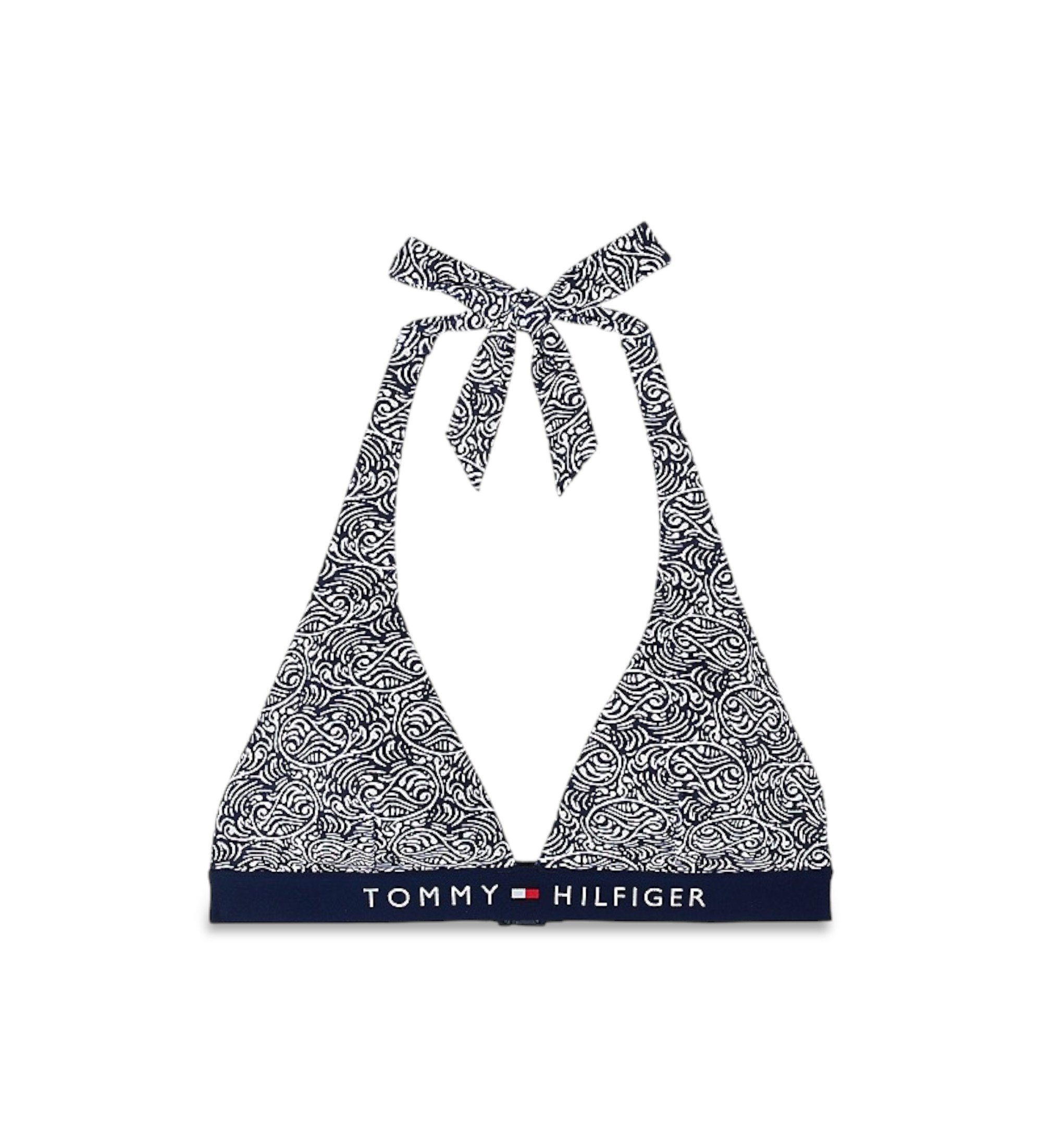 Tommy Hilfiger für Damen. UW0UW05945 Original gepolstertes navyfarbenes Bikinioberteil (L), Strandbekleidung, Nylon, Marine