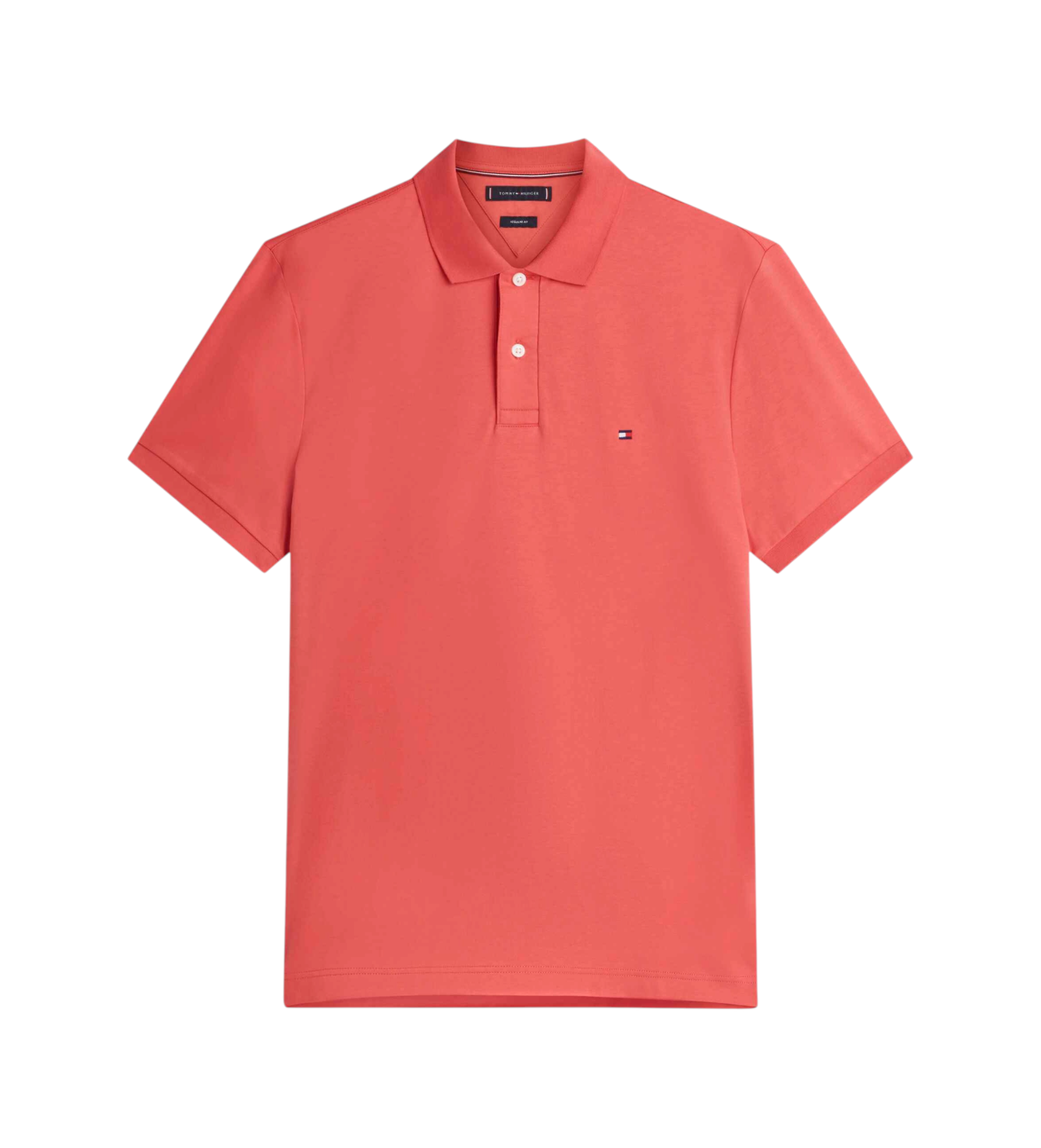 Tommy Hilfiger für Herren. MW0MW39994 Poloshirt mit rot gesticktem Logo (S), Lässig, Baumwolle, Kurzarm