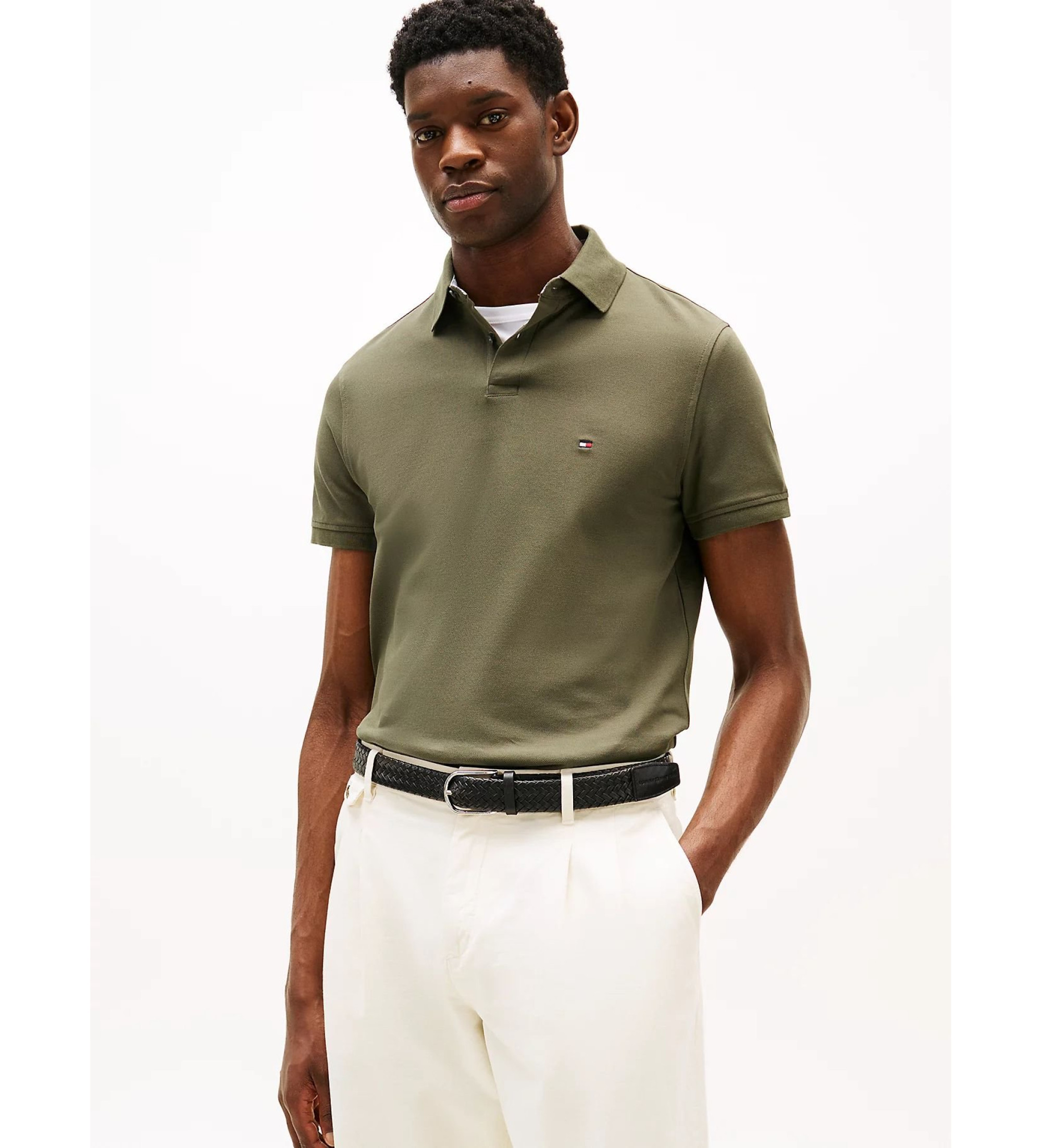 Tommy Hilfiger für Herren. MW0MW17770 Strukturiertes Piqué-Poloshirt 1985 Kollektion grün (S), Lässig, Baumwolle, Kurzarm