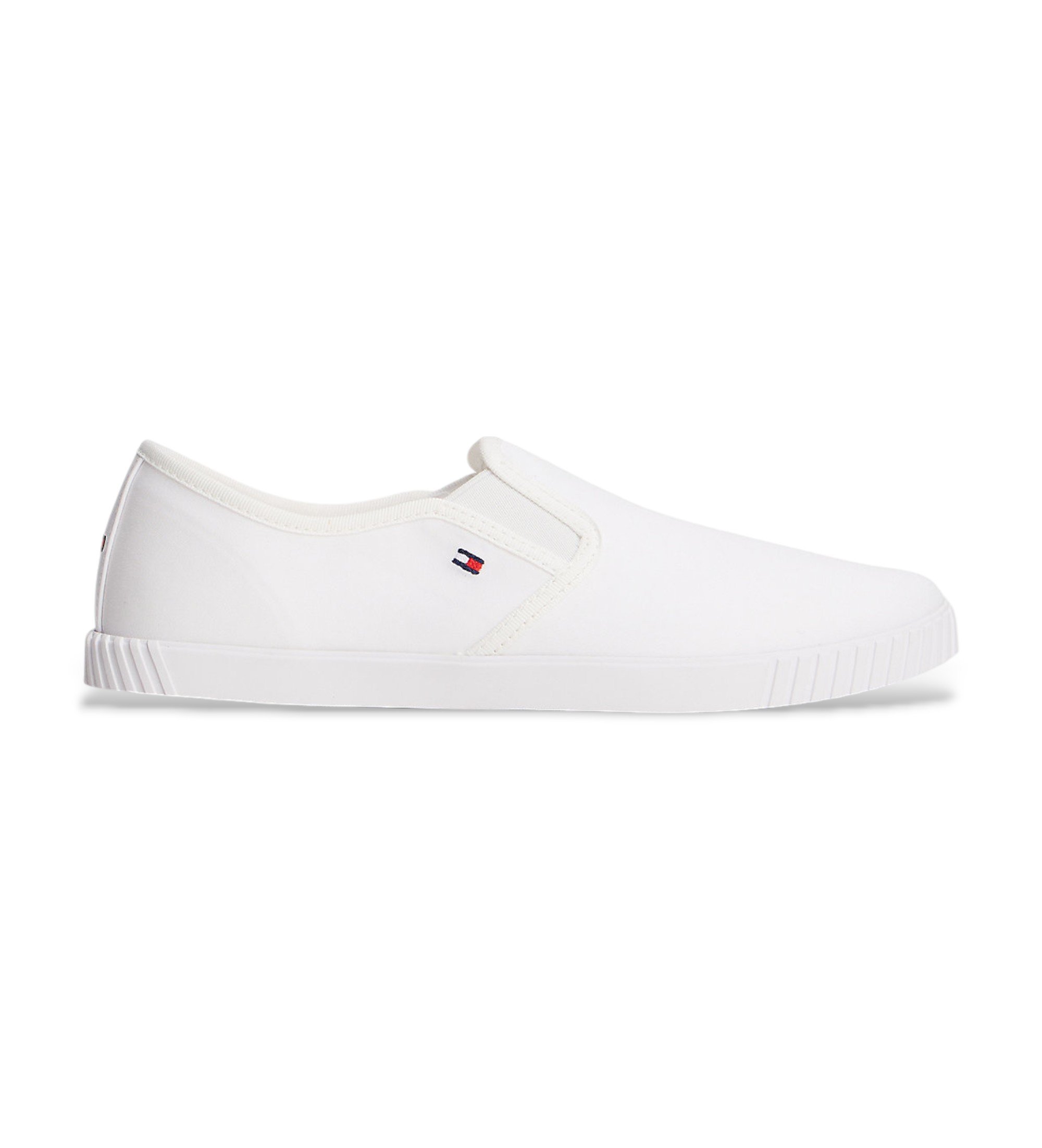 Tommy Hilfiger für Damen. FW0FW08640 Weiße Slip-on-Turnschuhe aus Segeltuch (40), Stoff, Wohnung, Keine, Lässig