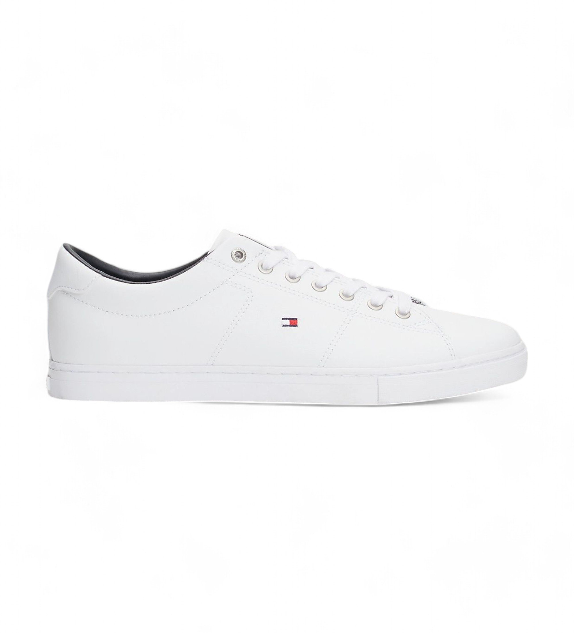 Tommy Hilfiger für Herren. FM0FM02157 Essential Schnürschuhe aus Leder weiß (44), Wohnung, 1 bis 3 cm, Schnürsenkel, Lässig