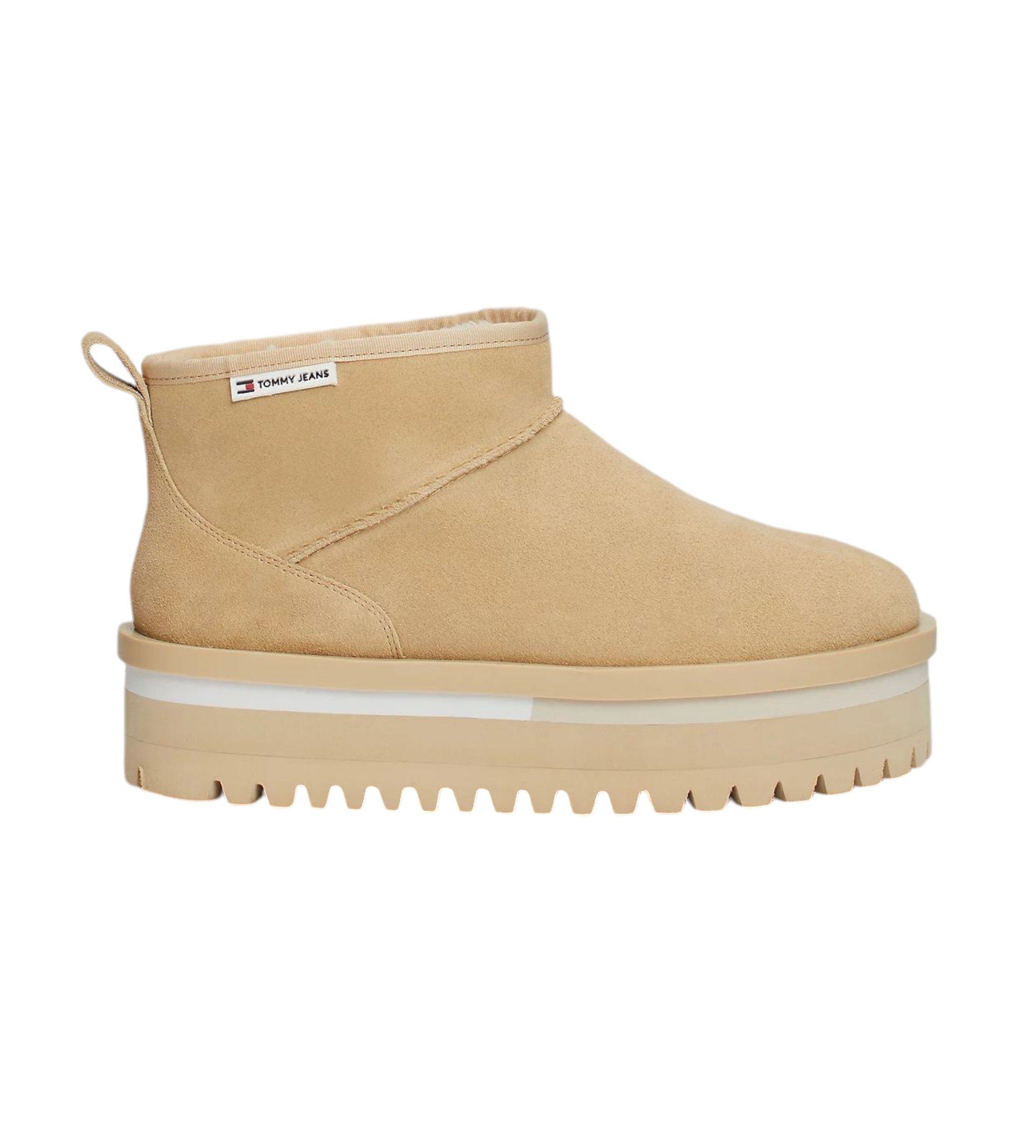 Tommy Jeans für Damen. EN0EN02599 Lederstiefelette mit warmem beigem Futter (36), 3 bis 5 cm, Keine, Lässig