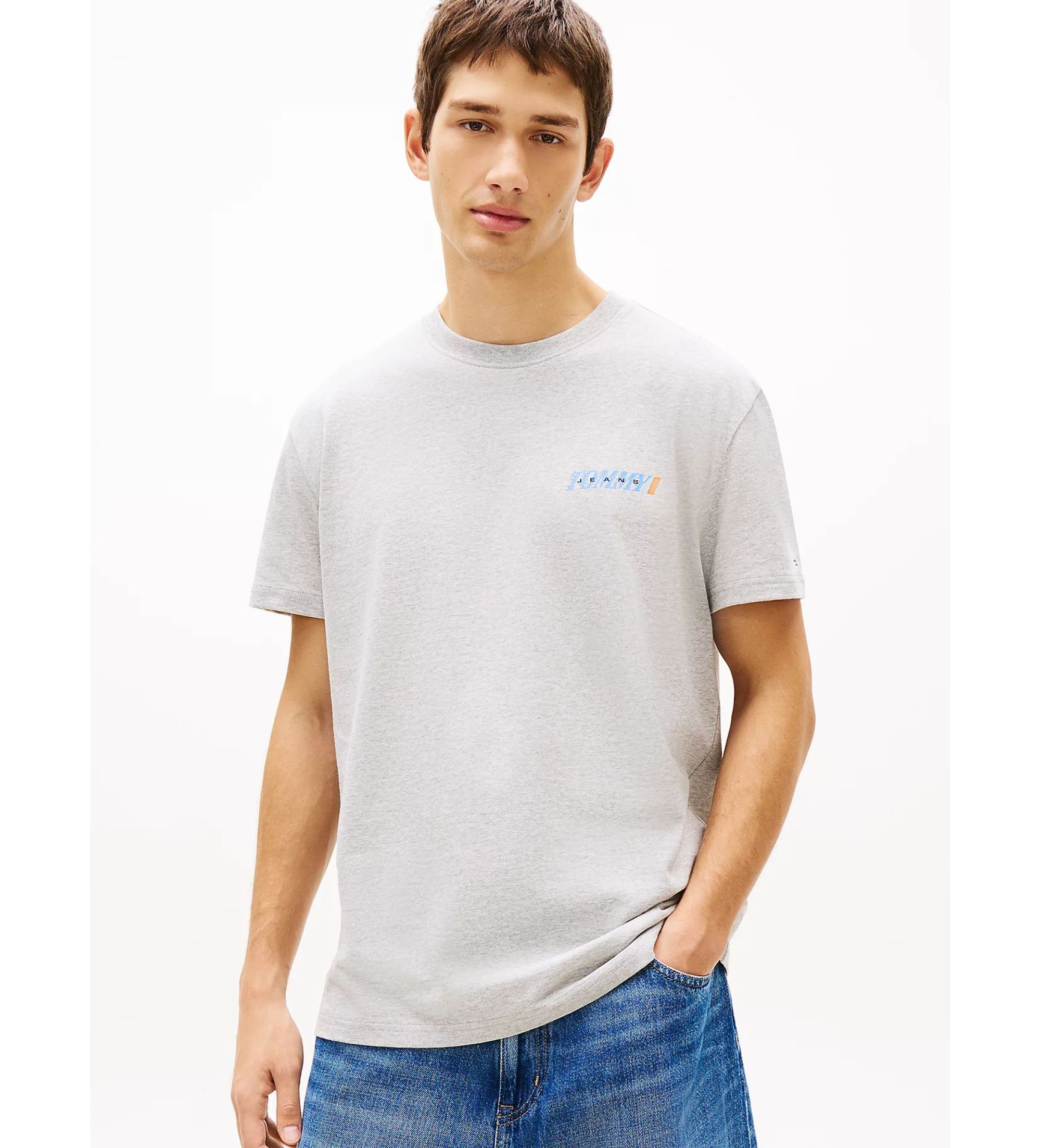 Tommy Jeans für Herren. DM0DM22547 Graues Vintage-T-Shirt (M), Lässig, Baumwolle, Kurzarm