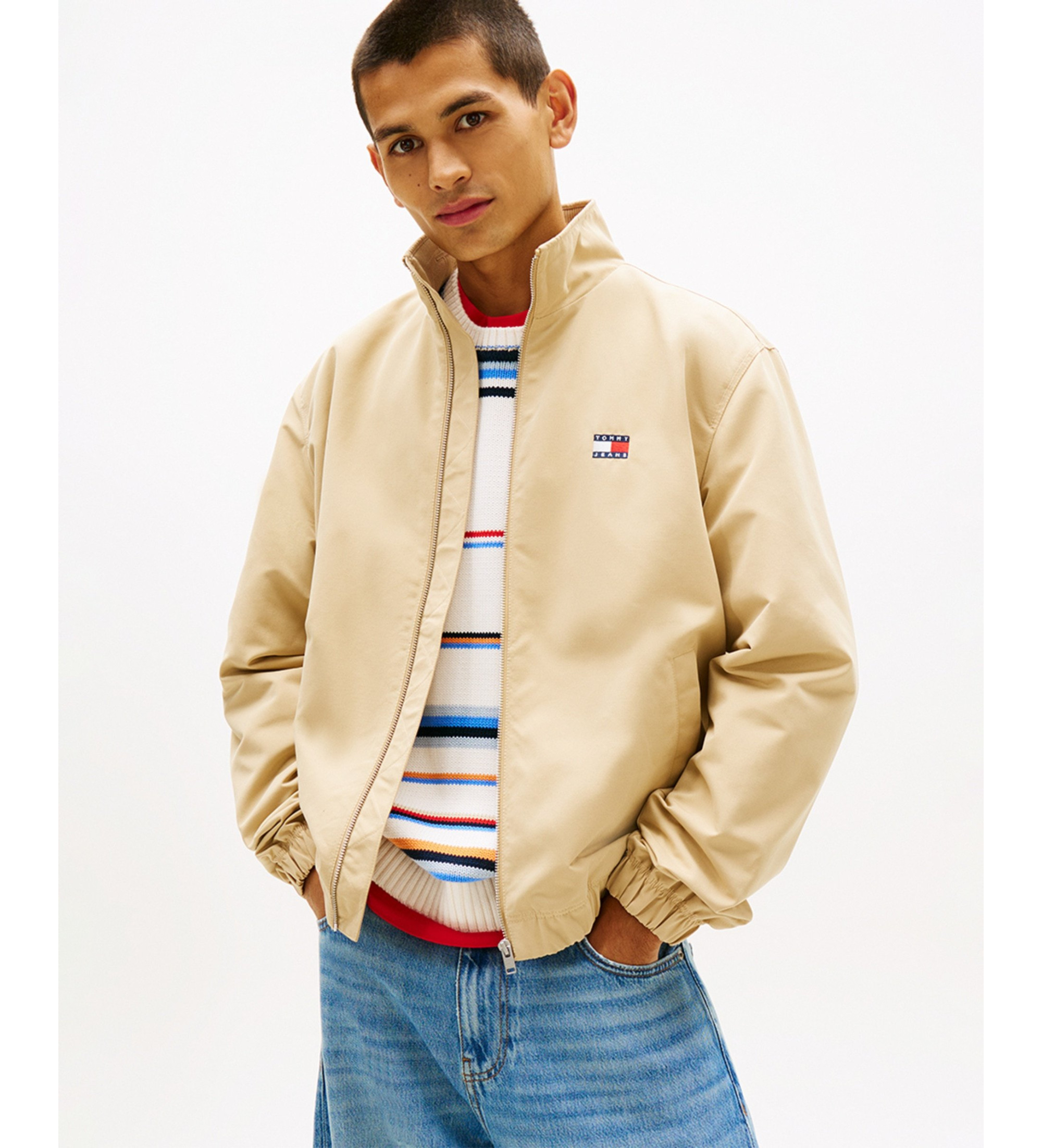 Tommy Jeans für Herren. DM0DM22720 Bobby beige Jacke (M), Lässig, Polyester