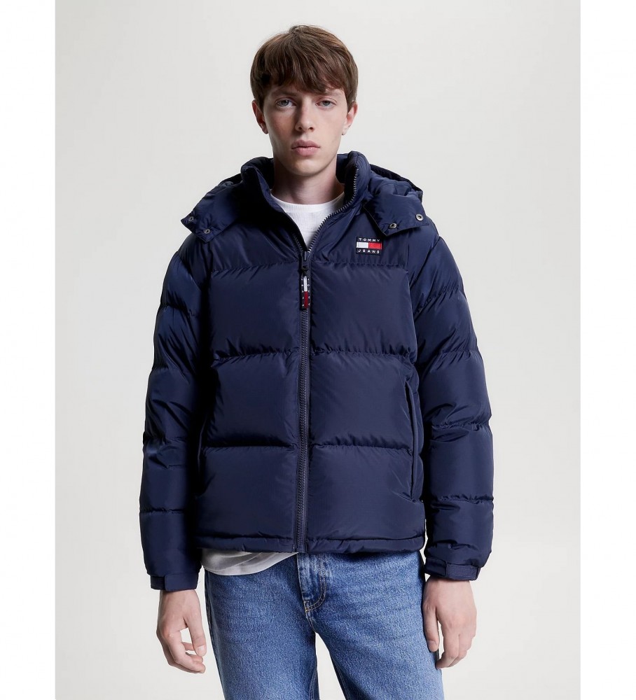 Tommy Jeans für Herren. DM0DM15445 Alaska lässige Steppjacke mit marineblauer Kapuze (XXL), Langarm, Recyceltes Polyester, Nachhaltig