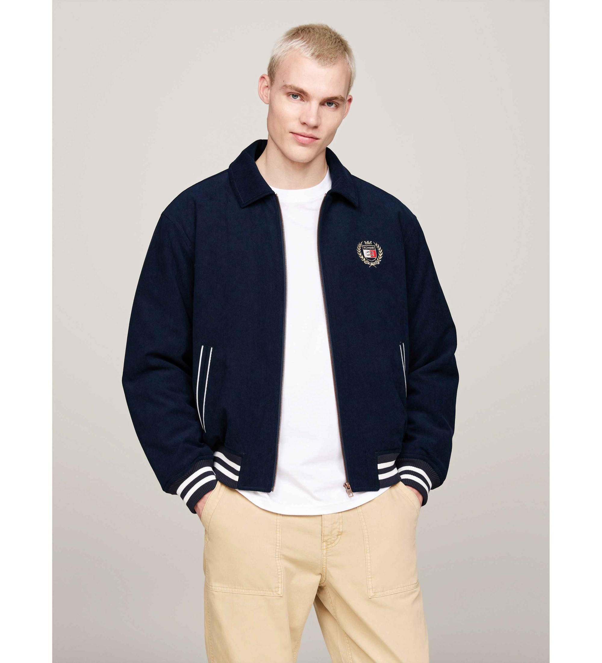 Tommy Jeans für Herren. DM0DM19626 Weite marineblaue Cordjacke in Uniform (XL), Lässig, Recyceltes Polyester, Nachhaltig