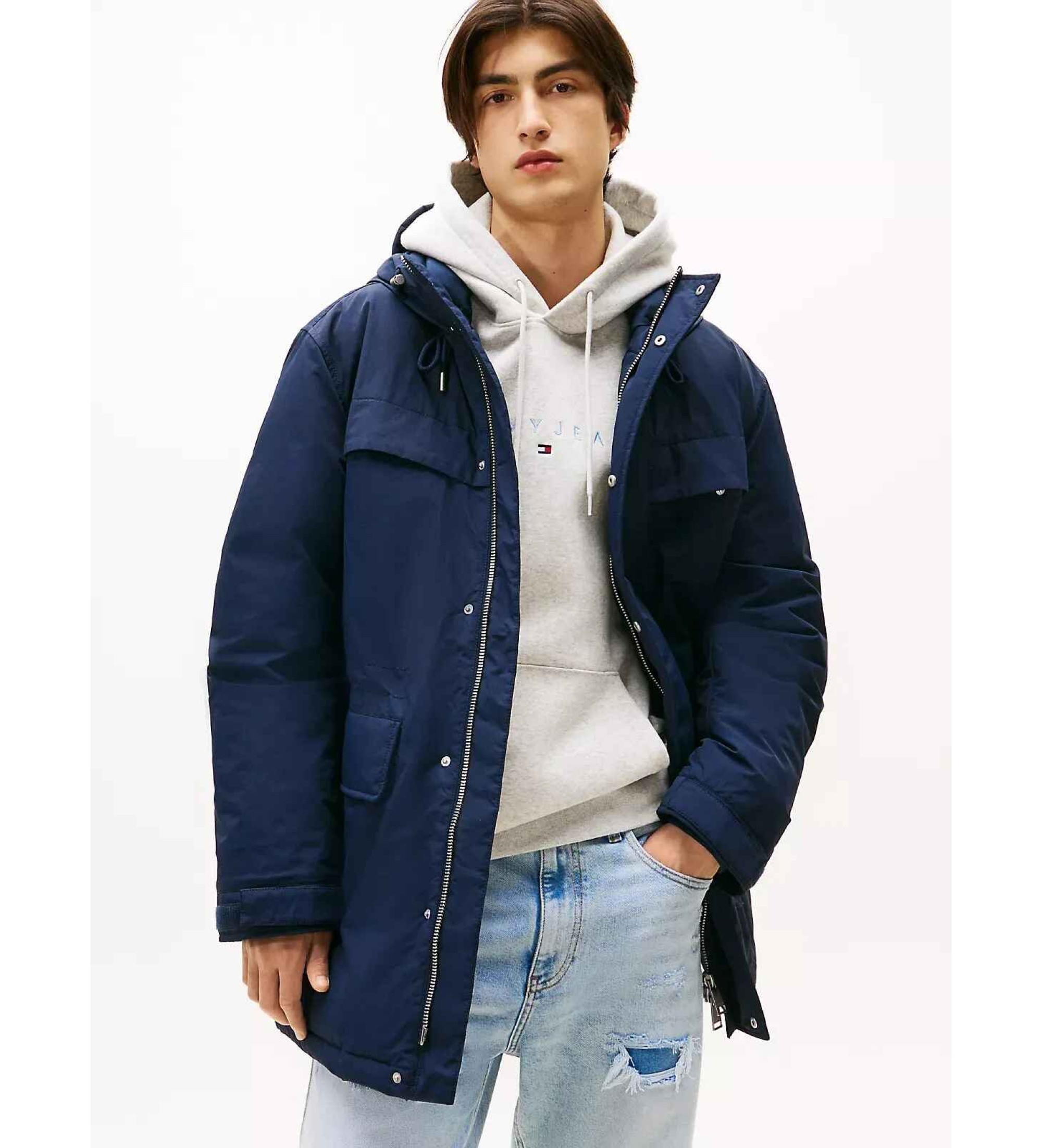 Tommy Jeans für Herren. DM0DM22251 Parka Nylon navy (S), Lässig, Nachhaltig, Recyceltes Nylon, Marine