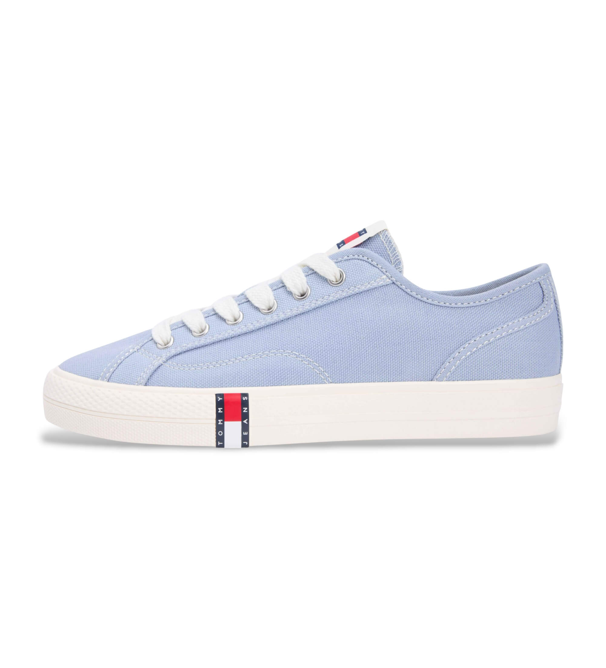 Tommy Jeans für Damen. EN0EN02956 Archiv-Canvas-Turnschuhe mit blauem Logo (39), Wohnung, Schnürsenkel, Lässig