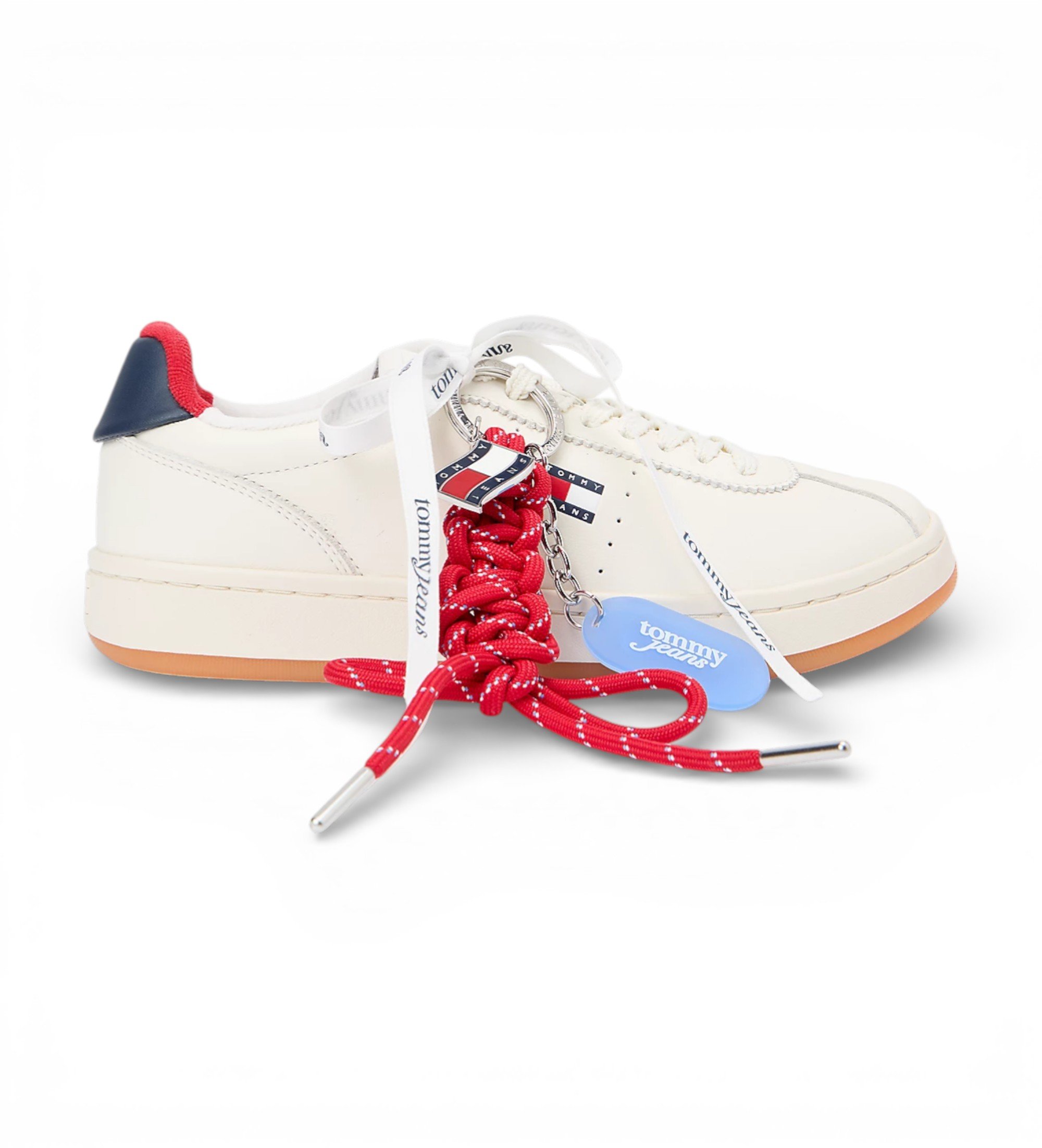 Tommy Jeans für Damen. EN0EN03032 Leder Turnschuhe Archiv 98 off-white (38), Weiß, Wohnung, Schnürsenkel, Lässig