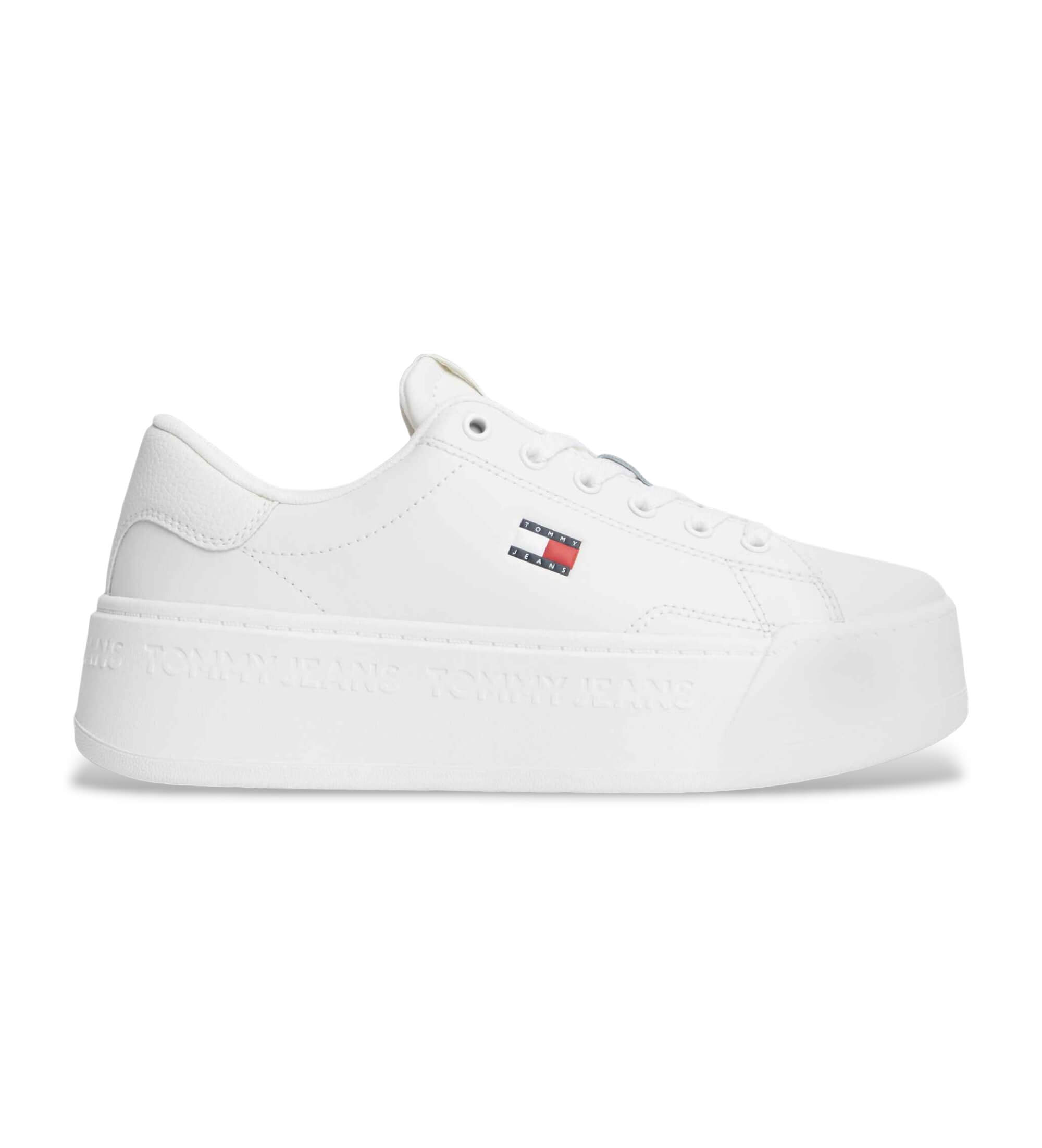 Tommy Jeans für Damen. EN0EN02961 Low Top Jet Max Lederschuhe weiß (37), Wohnung, Schnürsenkel, Lässig
