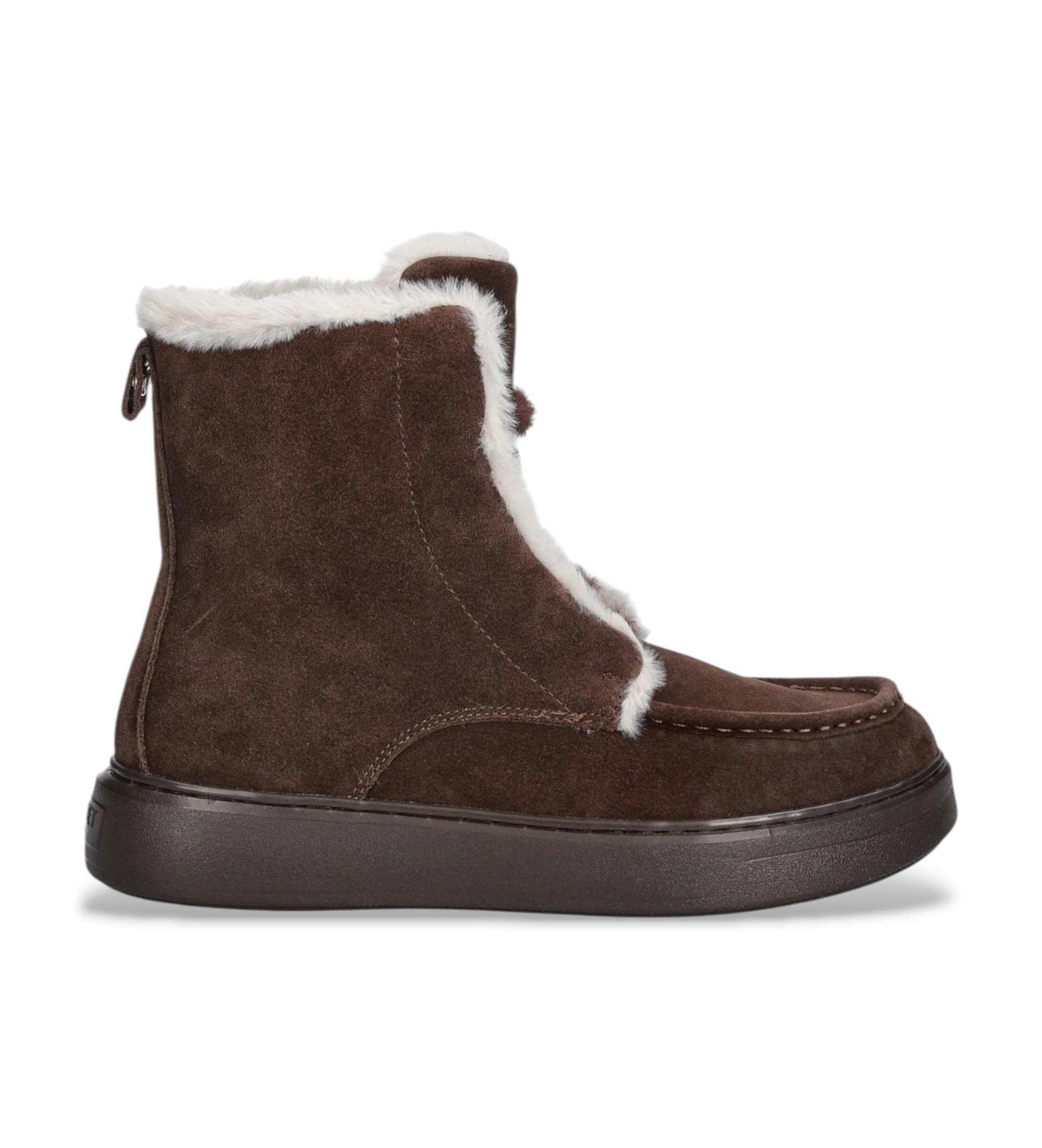 Twinset für Damen. 252TGT01C Braune Confy-Stiefel aus Leder (37), Wohnung, Schnürsenkel, Lässig