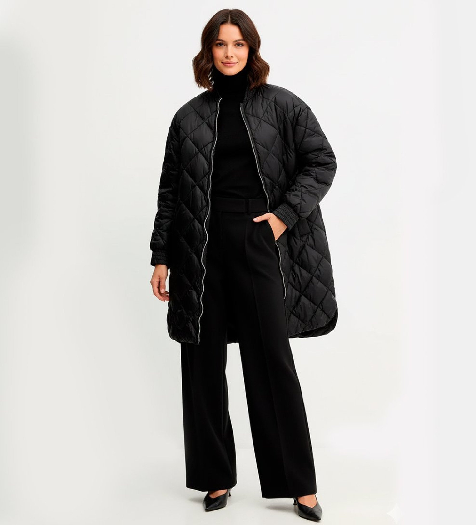 Twinset für Damen. 252TP2130 Lange Jacke schwarz (42), Lässig, Polyamid