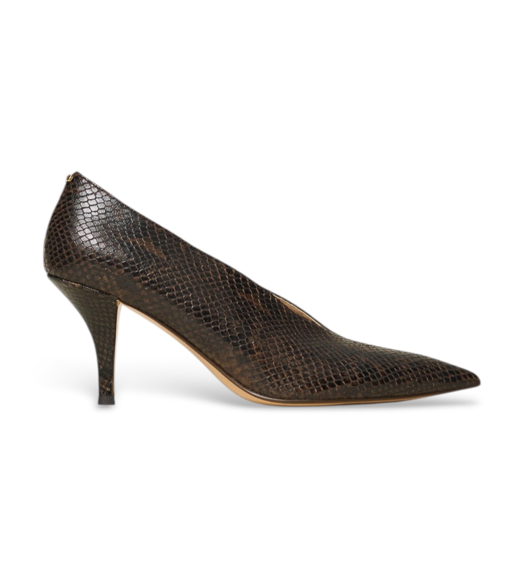 Twinset für Damen. 262TGT070 Pumps aus Leder mit braunem Pythonprint (40), 3 bis 5 cm, Keine, Lässig, Klassisch
