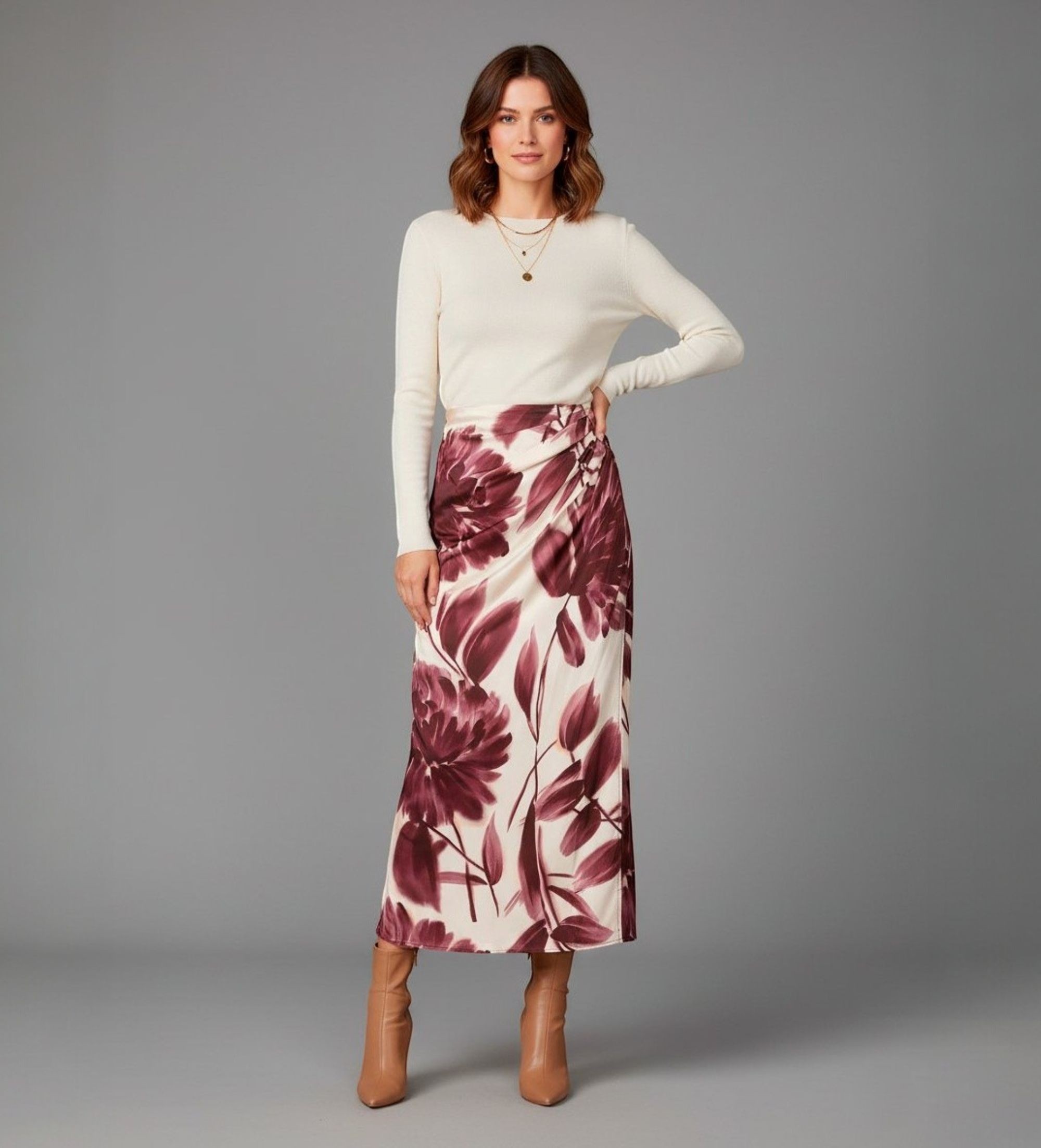 Twinset für Damen. 252TP2702 Rosa Rock mit Blumendruck (40), Lässig, Viskose