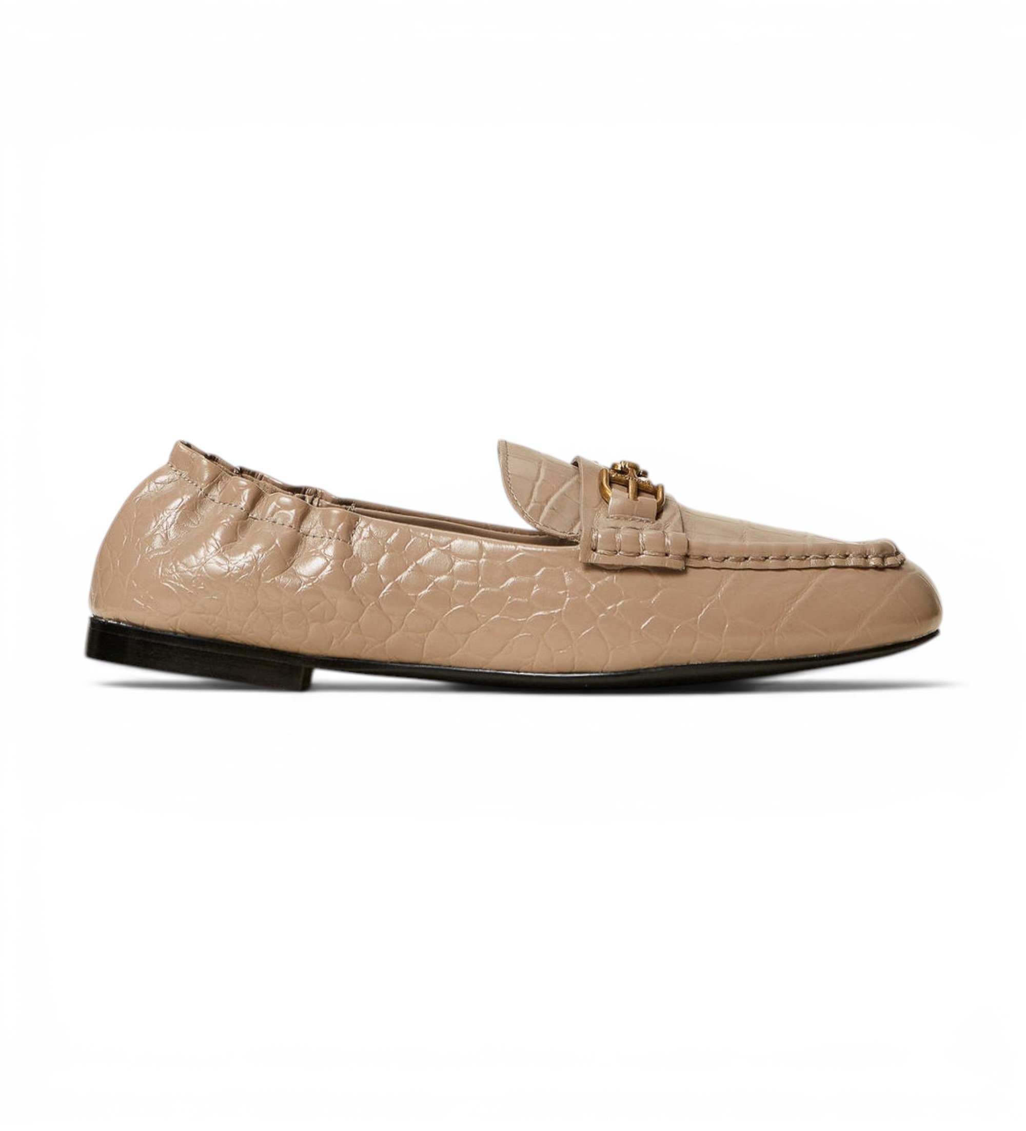 Twinset für Damen. 262TGT200 Mokassins aus geprägtem Leder in Taupe (38), Wohnung, 1 bis 3 cm, Keine, Lässig