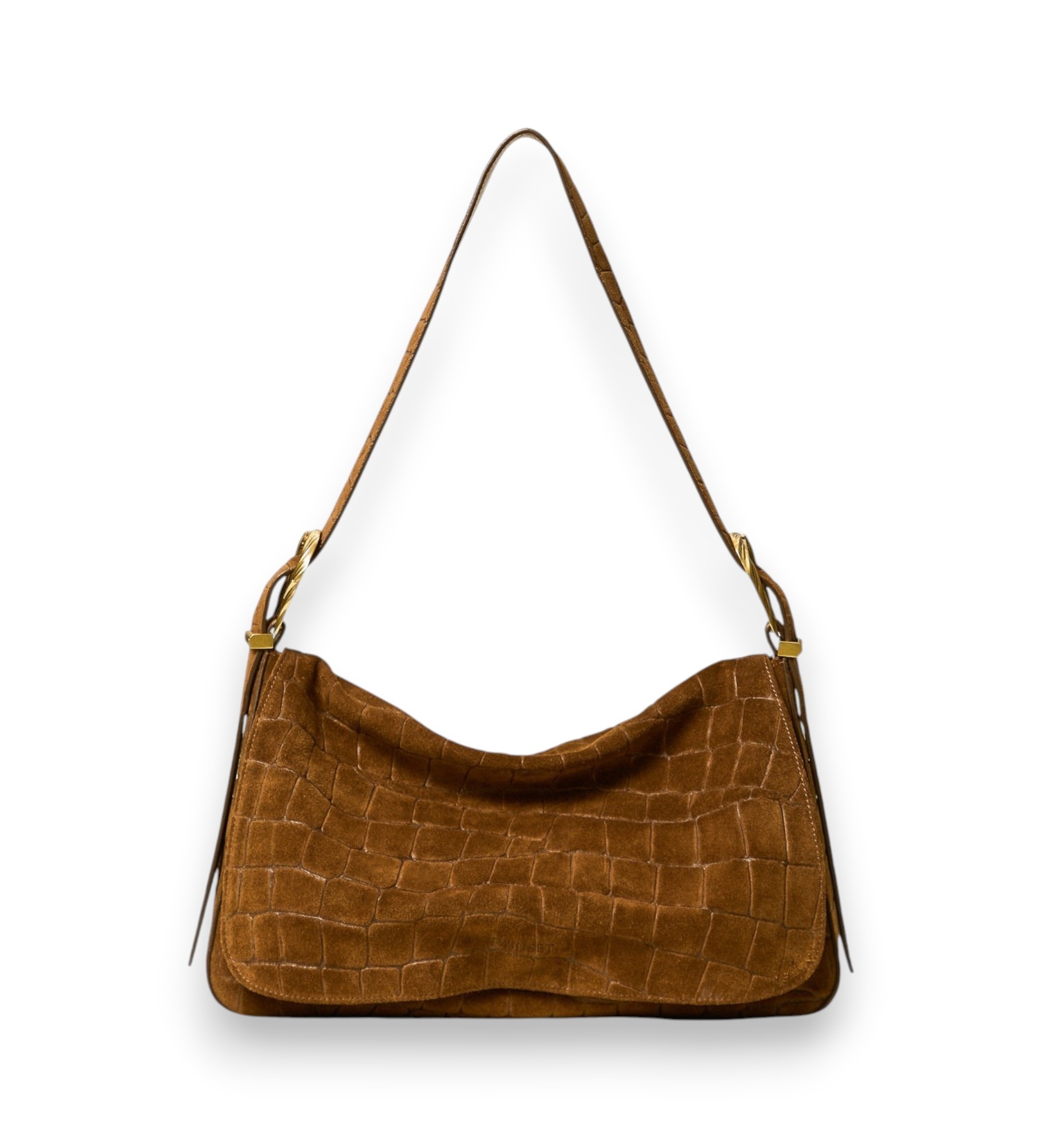 Twinset für Damen. 262TD8140 Liliane-Tasche aus Wildleder mit braunem Krokodilprägemuster (OSFA), Lässig