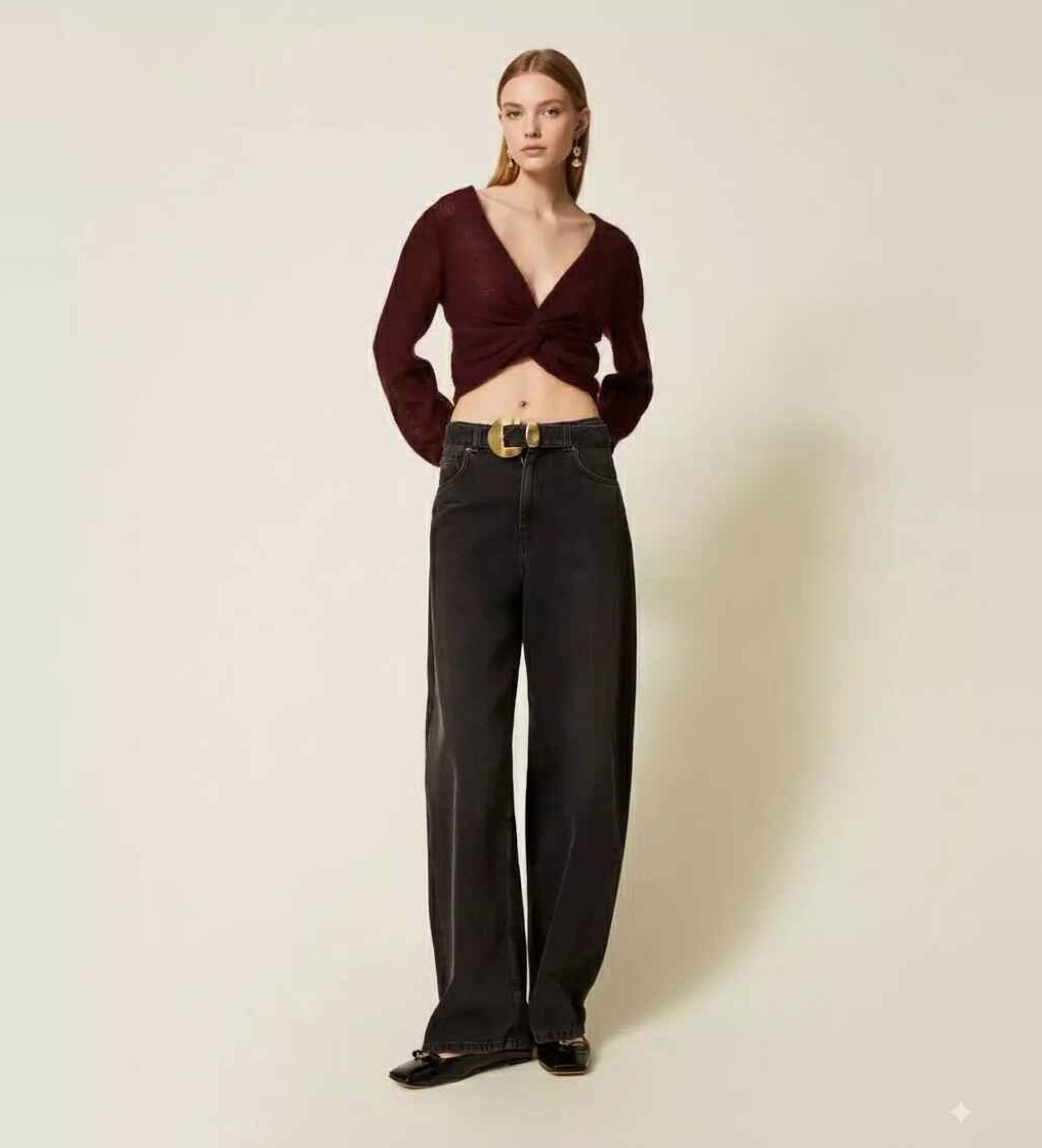 Twinset für Damen. 252TP2571 Schwarze Jeans mit Gürtel und Maxischnalleschwarz (28), Lässig, Baumwolle, Denim