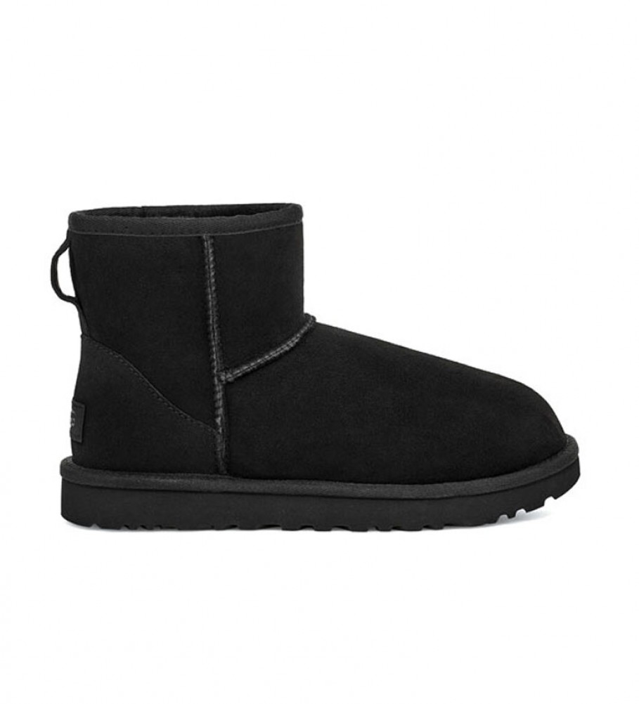 UGG für Damen. 1016222 Klassische Mini II schwarze Lederstiefel (37), Wohnung, Keine, Lässig