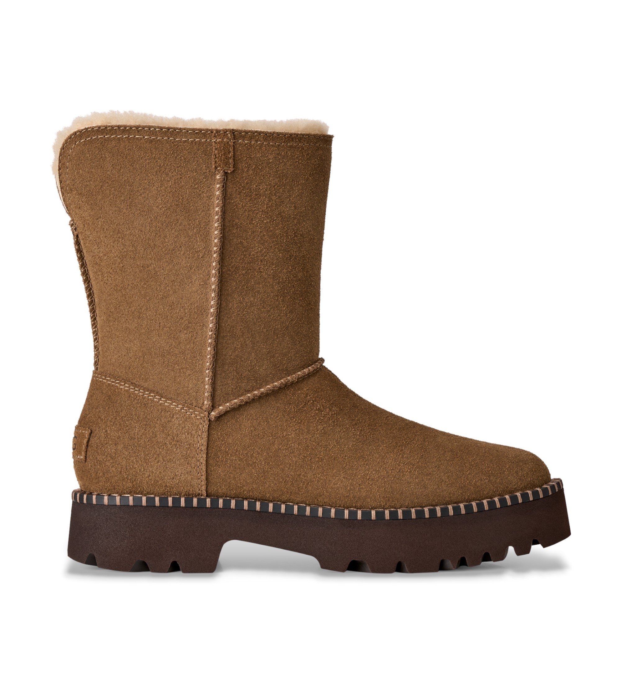 UGG für Damen. 1184492 Braune Uptowner Short Lederstiefel (37), 3 bis 5 cm, Wildleder, Keine, Lässig, Bronze