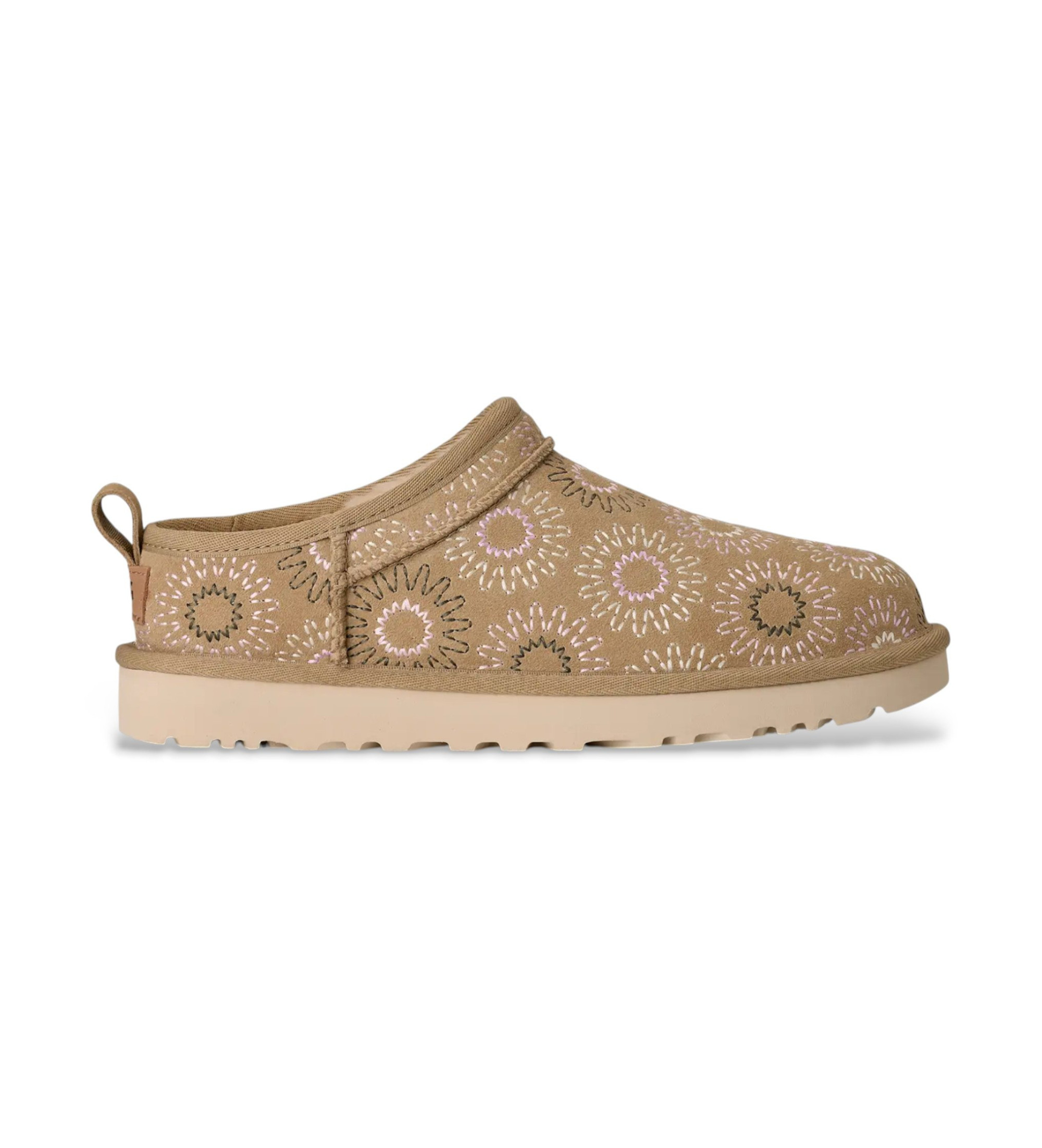 UGG für Damen. 1178192 Klassische Micro Sun Stitch Lederstiefeletten hellbraun (41), Wohnung, Keine, Lässig