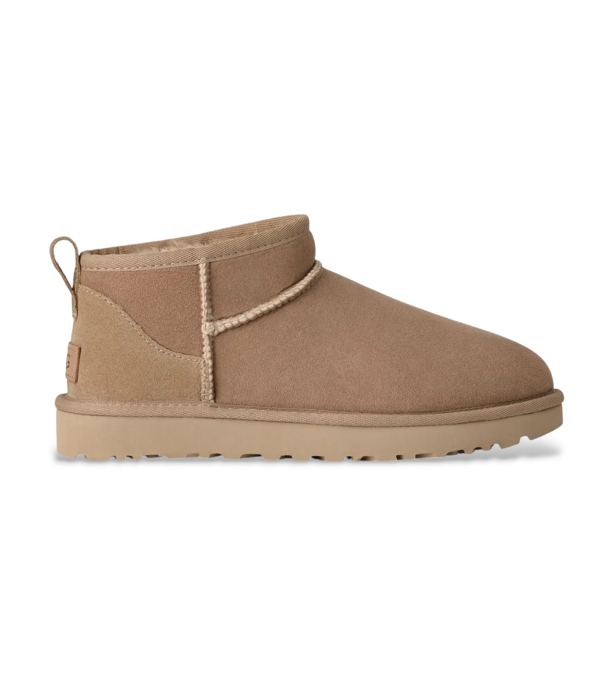 UGGvoor vrouwen. 1116109 Leren enkellaarsjes W Classic Ultra Mini zand (40), Leer, Bruin, Plat, 1 tot 3 cm, Geen, Casual