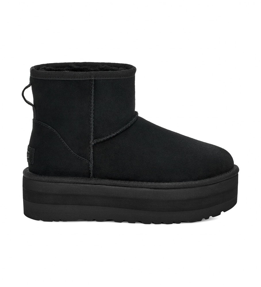 UGG für Damen. 1134991 Stiefelette W Classic Mini Platform schwarz (41), Leder, 3 bis 5 cm, 5 bis 8 cm, Keine, Lässig