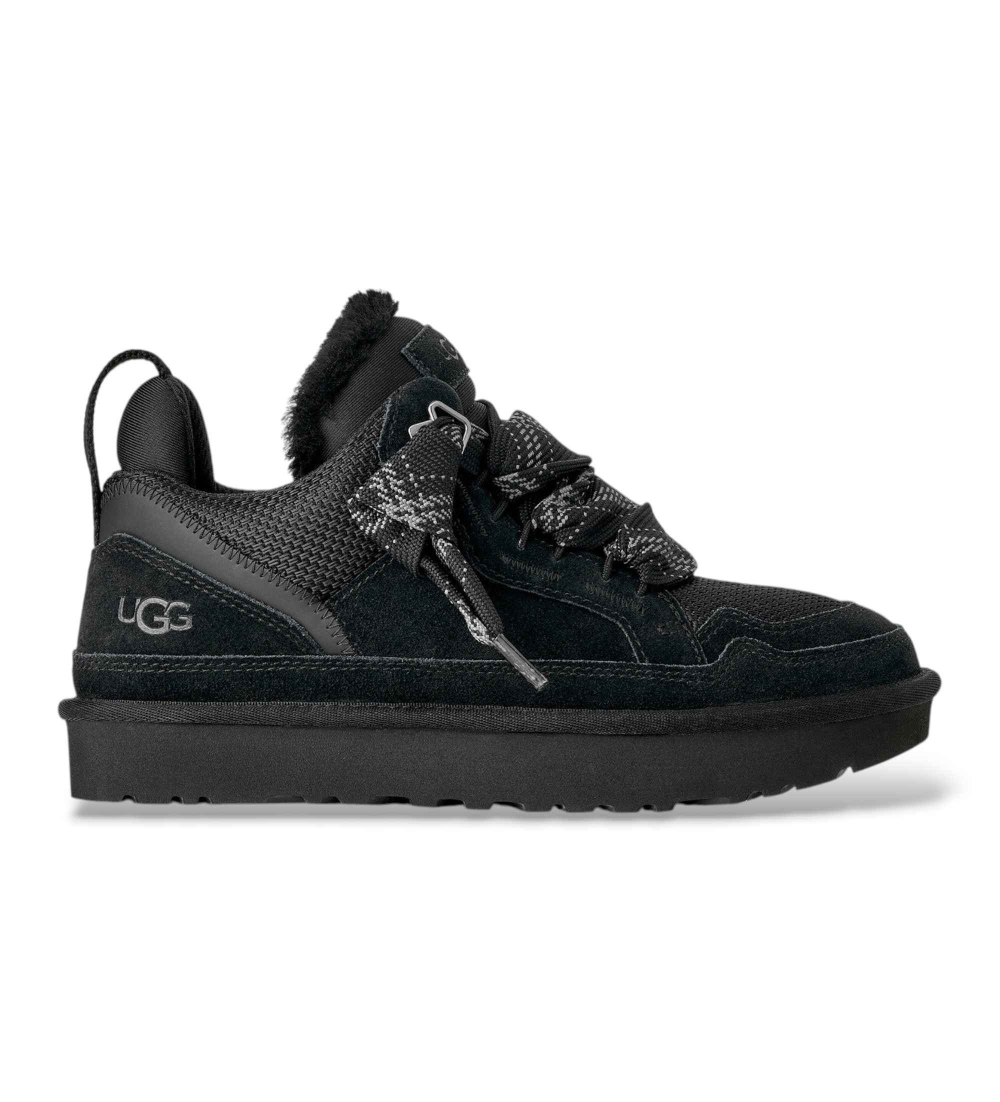 UGGvoor vrouwen. 1144032 Zwarte Lowmel leren sneakers (36), Plat, Veters, Casual