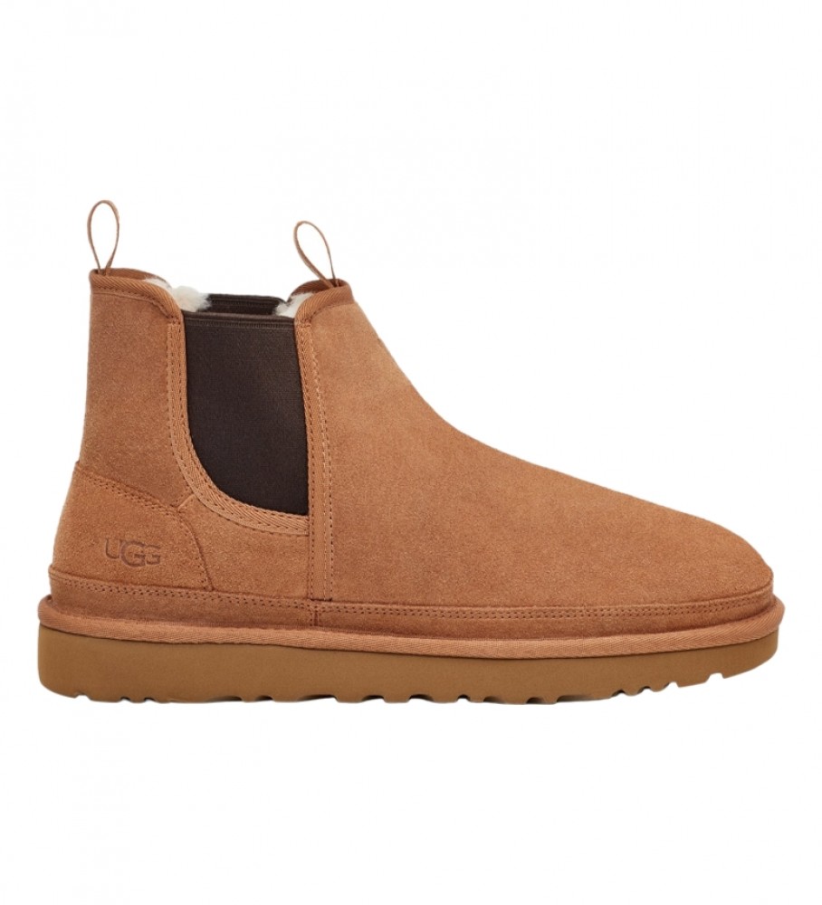 UGG für Herren. 1121644 Leder-Stiefeletten M Neumel Chelsea braun (40), Wohnung, 1 bis 3 cm, Keine, Lässig